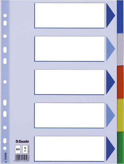 ESSELTE Aktenordner Esselte Kunststoff-Register, blanko, A4, PP, 5-teilig
