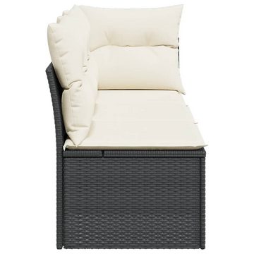 vidaXL Loungesofa Gartensofa mit Kissen 3-Sitzer Schwarz Poly Rattan