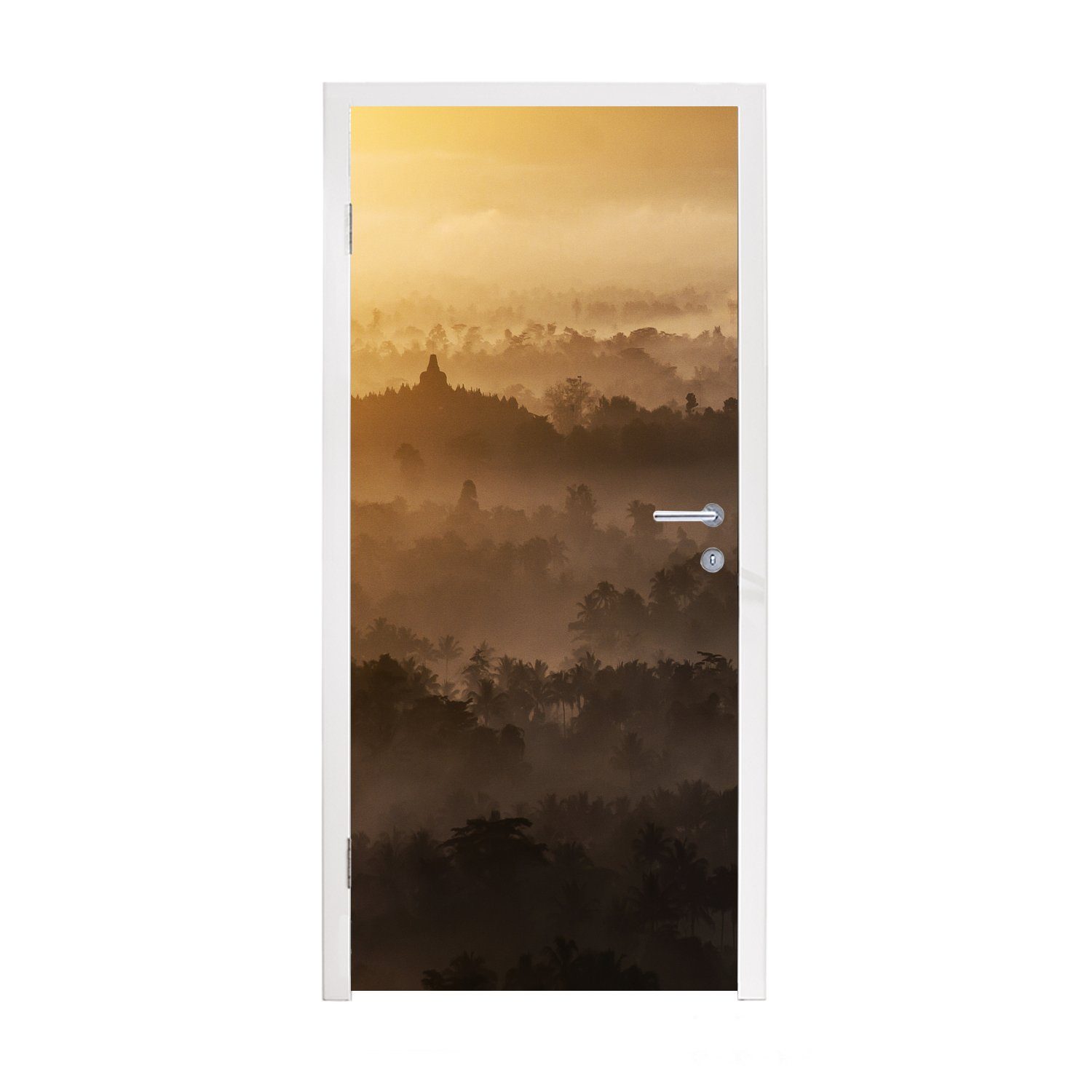 MuchoWow Türtapete Nebel über Java, Matt, bedruckt, (1 St), Fototapete für Tür, Türaufkleber, 75x205 cm