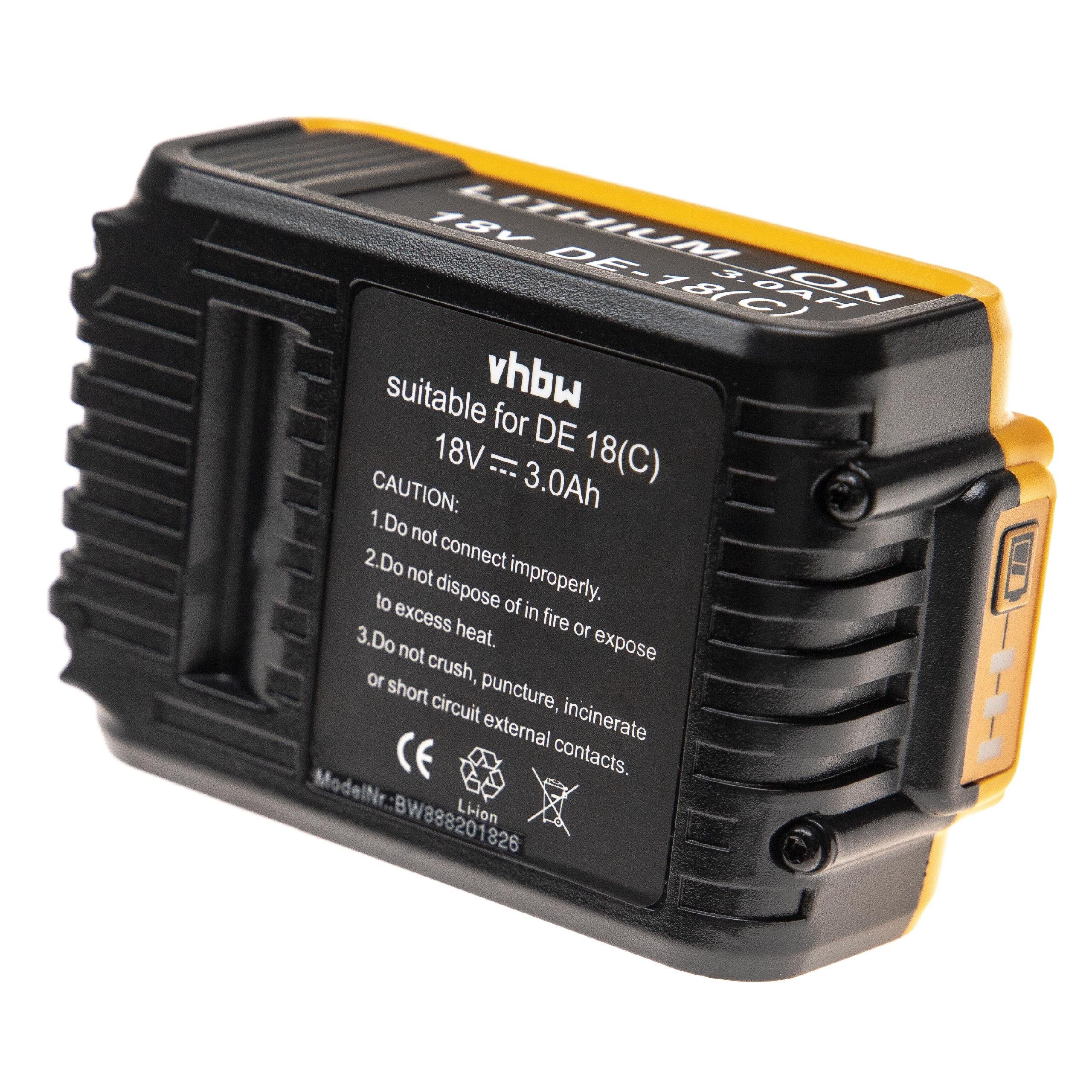 vhbw kompatibel mit Dewalt XR Li-Ion 18V Akku Li-Ion 3000 mAh (18 V)