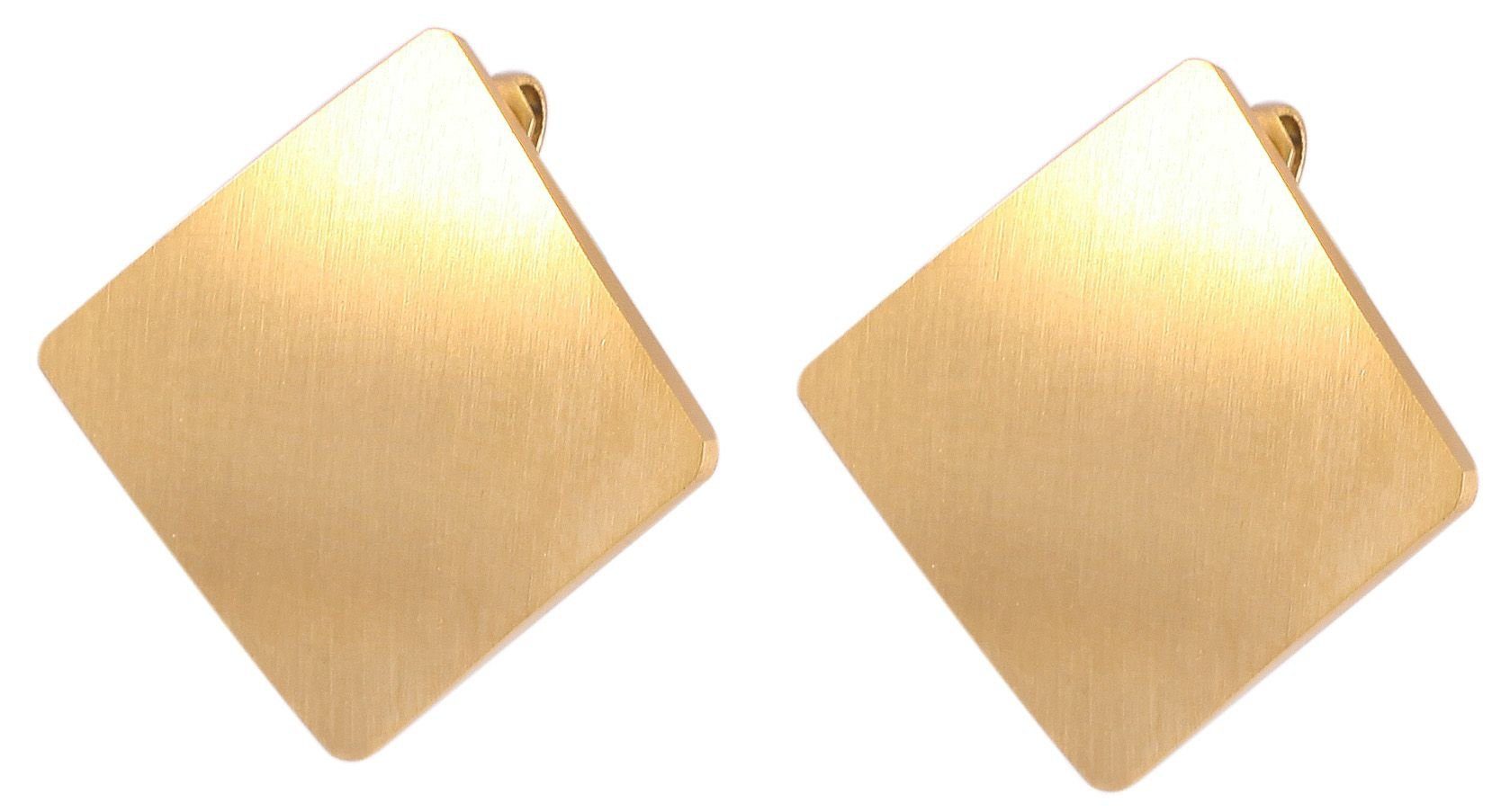 AKZENT Paar Ohrstecker Laerke Unisex Ohrstecker aus Edelstahl quadratisch mattgebürstet (Paar, Paar) goldfarbig