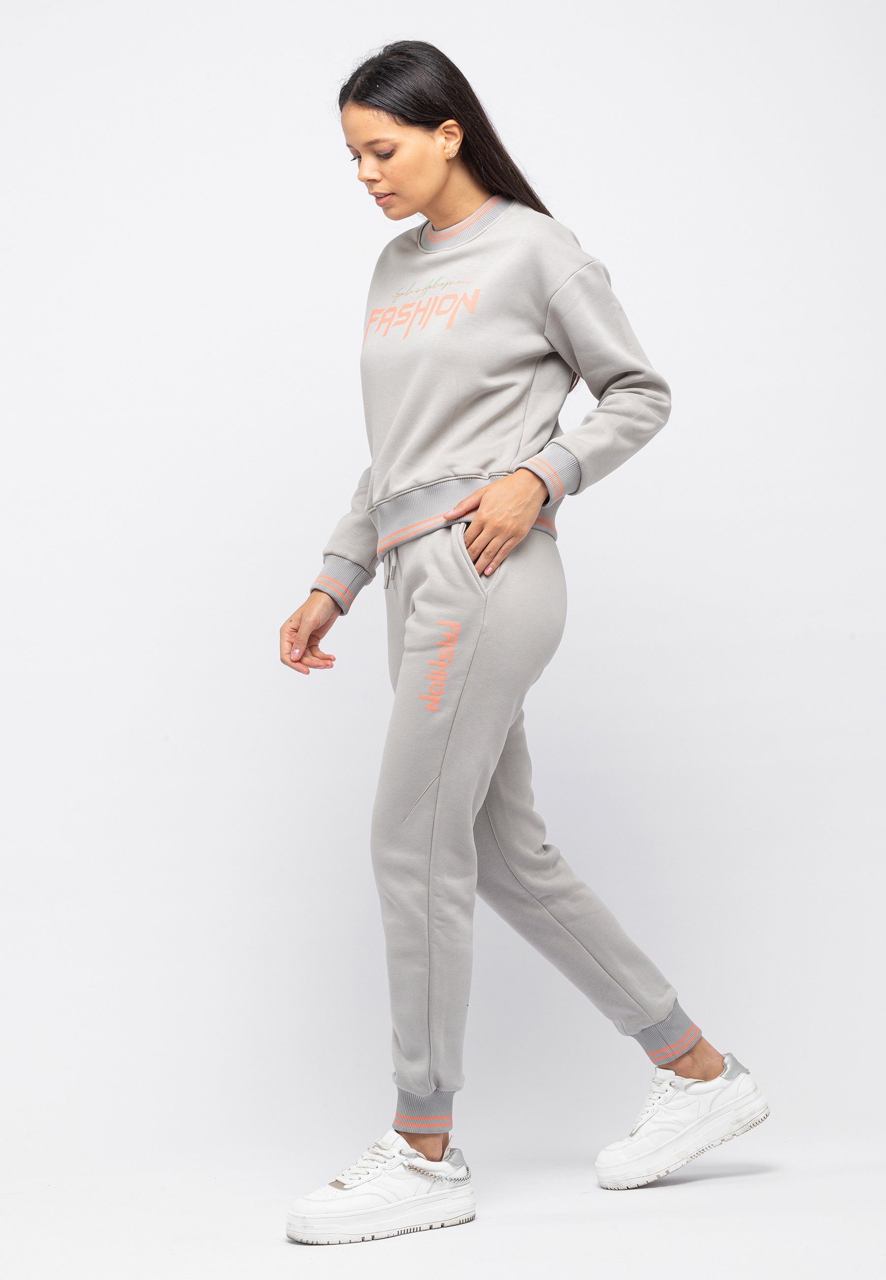 Tom Barron Trainingsanzug Lässiger, Damen-Trainingsanzug Größe grau modischer in normaler