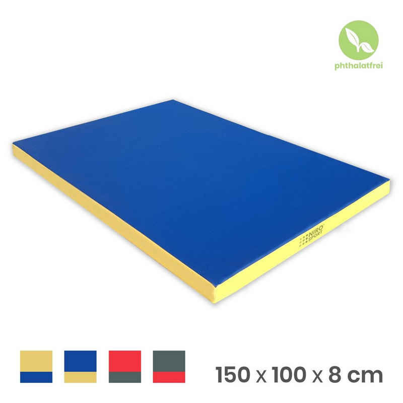 NiroSport Weichbodenmatte Turnmatte Gymnastikmatte Schutzmatte Fitnessmatte 150x100x8cm (1er-Pack), abwaschbar, robust