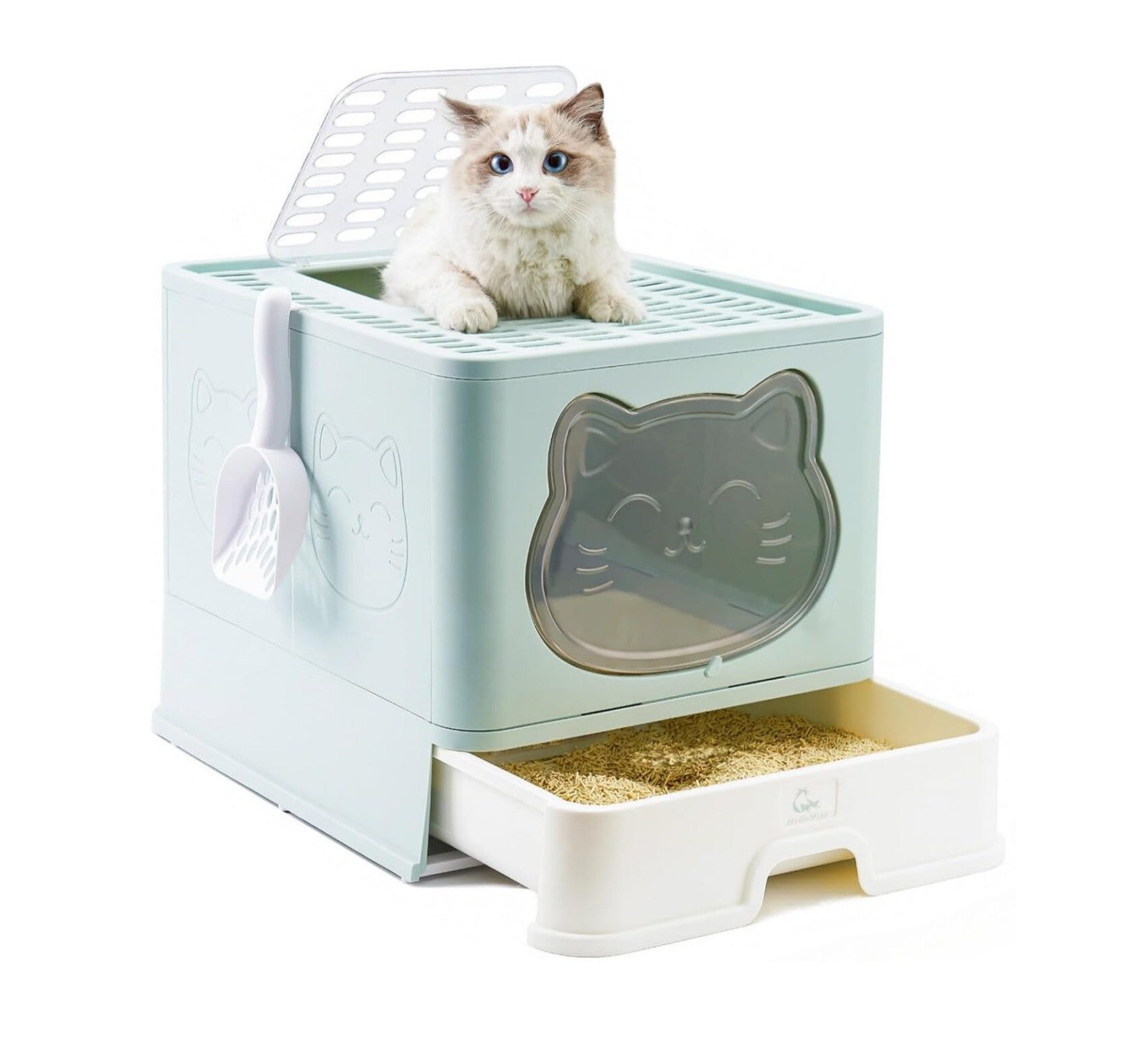 Katzentoilette Mit Geruchsschutz Schaufel und Schublade Robustes Abs-Material