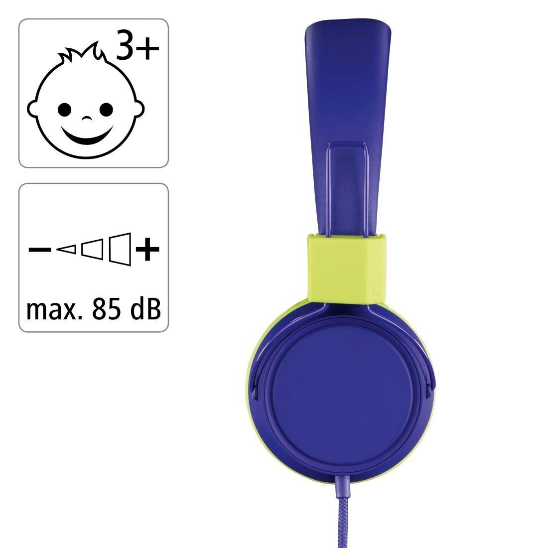 Thomson Kinderkopfhörer mit auf blau Lautstärkebegrenzung 85dB Kopfhöreranschluss On-Ear-Kopfhörer On-Ear, (größenverstellbar zusammenfaltbar, möglich) leicht weiterer Kabel