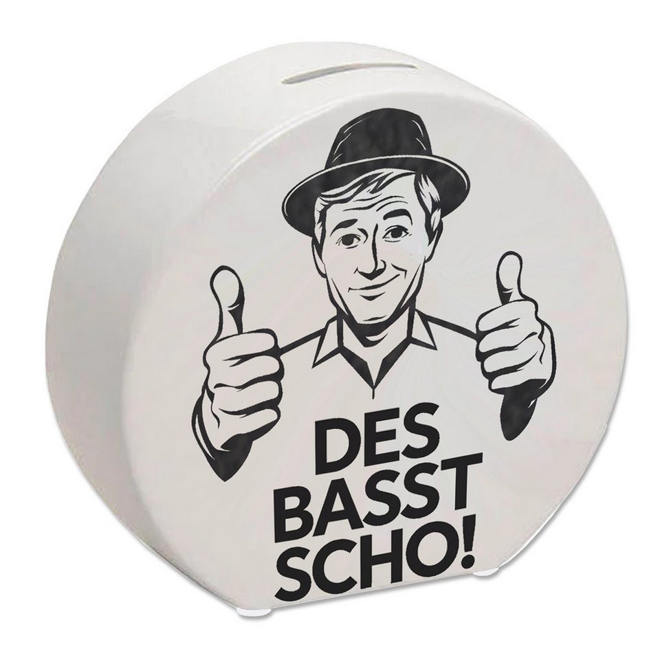 speecheese Spardose Mann mit Daumen hoch Des basst scho Spardose, Sparschwein, Sparbüchse