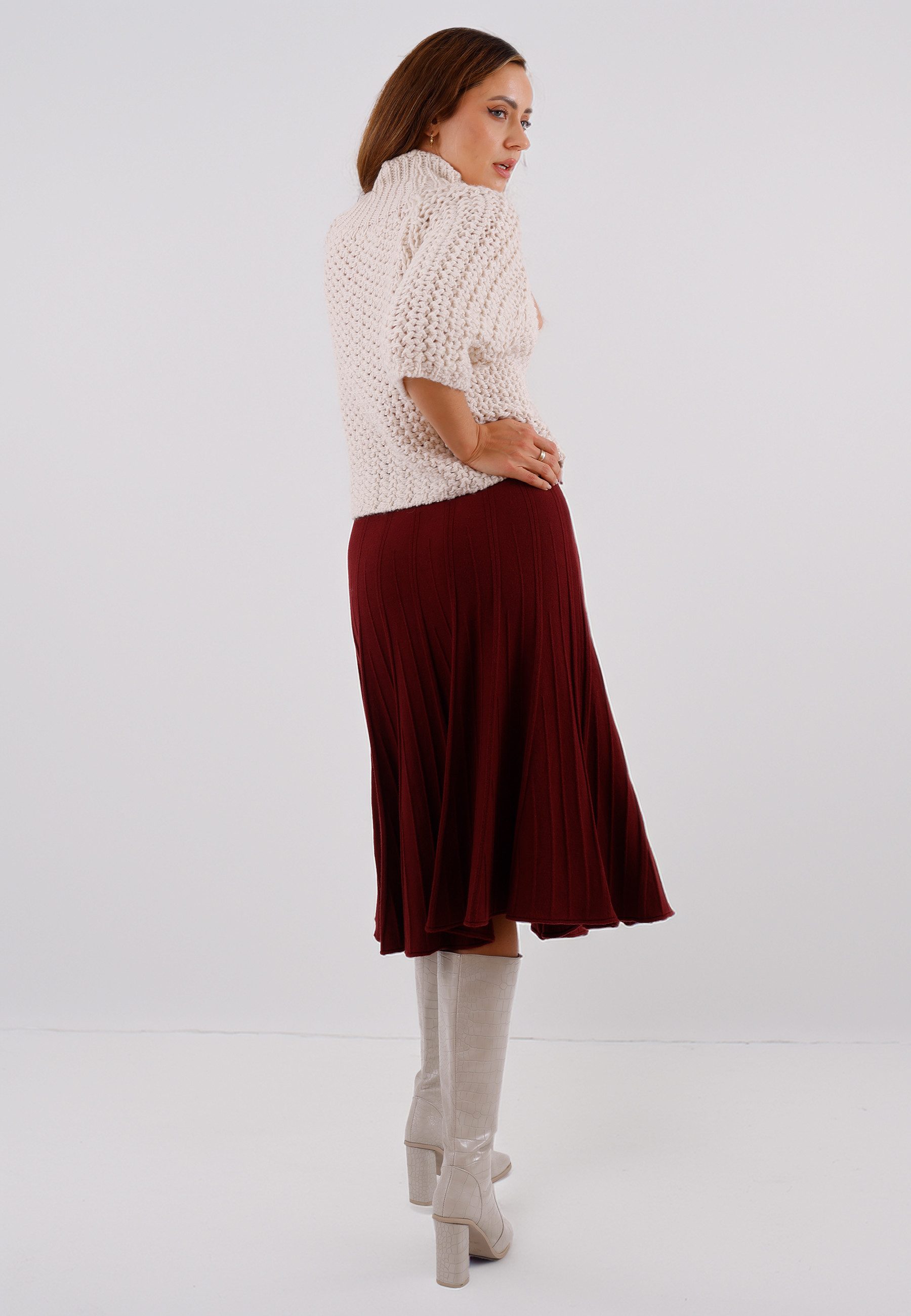 YC Fashion & Style Strickrock Eleganter Midirock aus Feinstrick - elastischer Bund, One Size (34–42) in Unifarbe