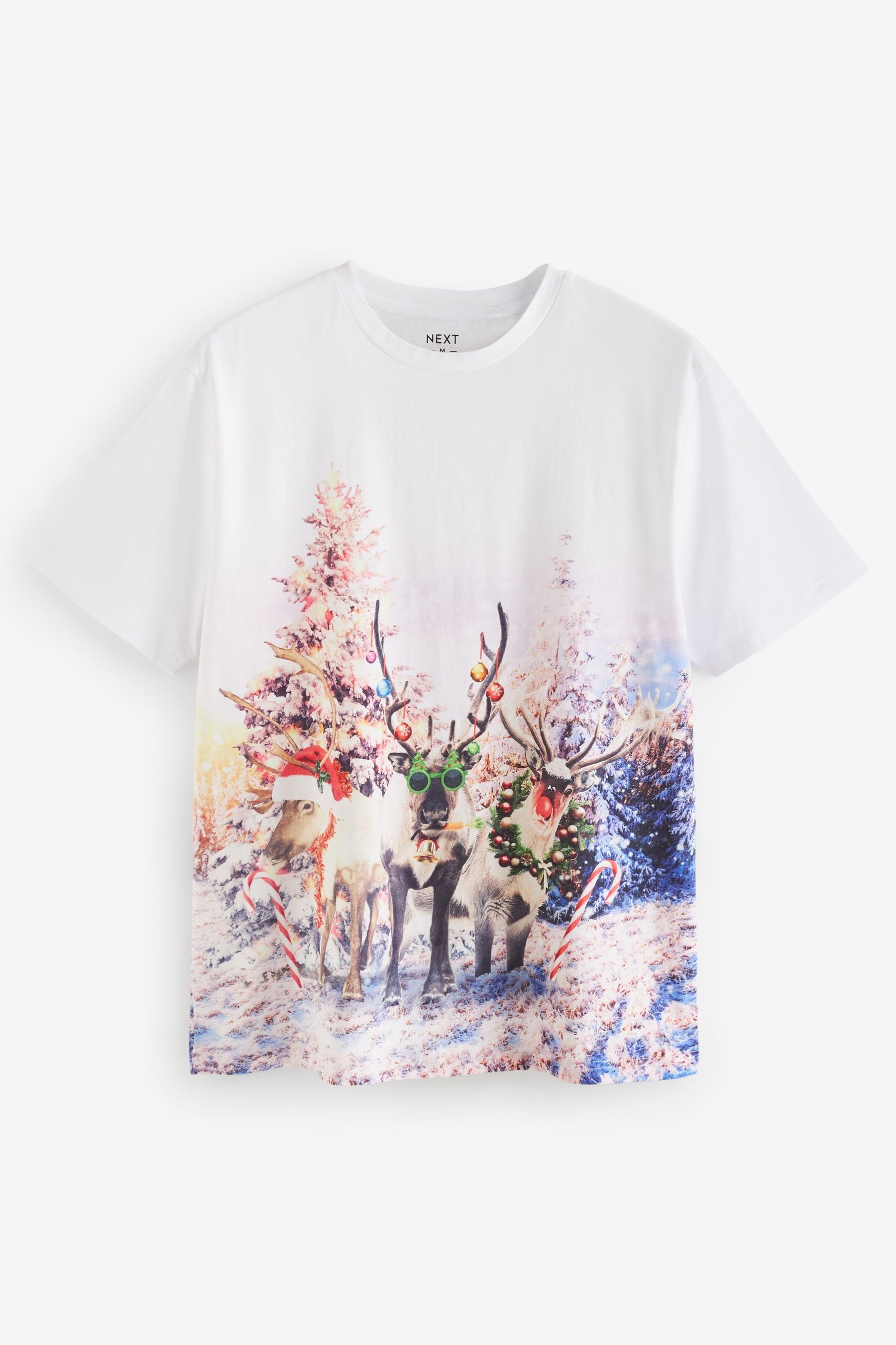Next Print-Shirt T-Shirt mit Weihnachtsmotiv (1-tlg) White Photographic Tree