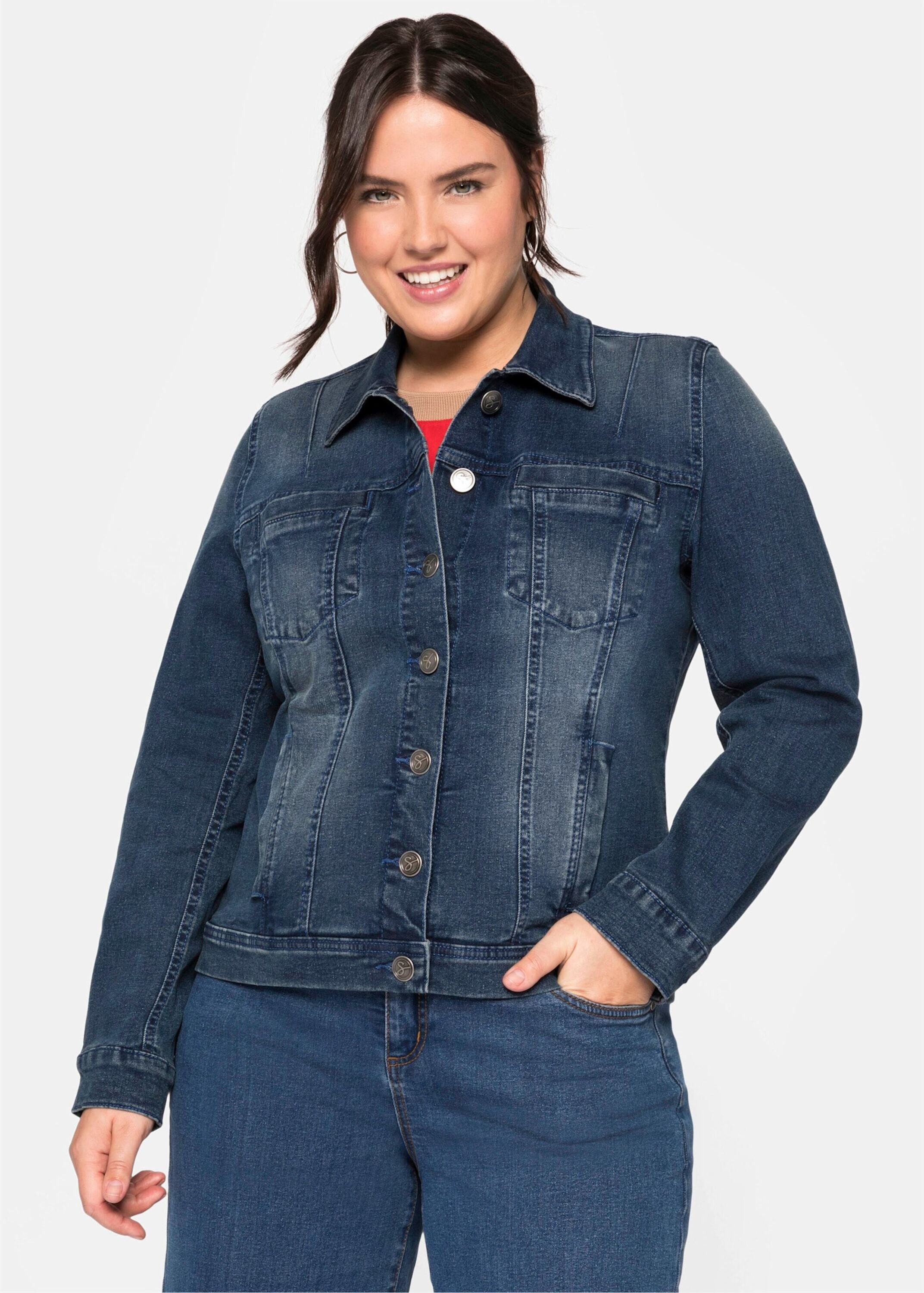 Sheego Allwetterjacke Jeansjacke Langarm in modisch kurzer Form