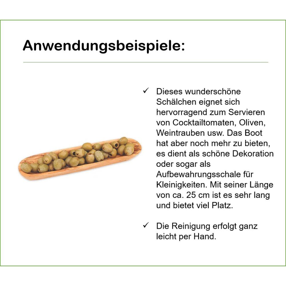 antibakterielle cm, 25 einsetzbar vielseitig (1-tlg), Olivenholz-erleben Olivenschiffchen Brotschale Wirkung