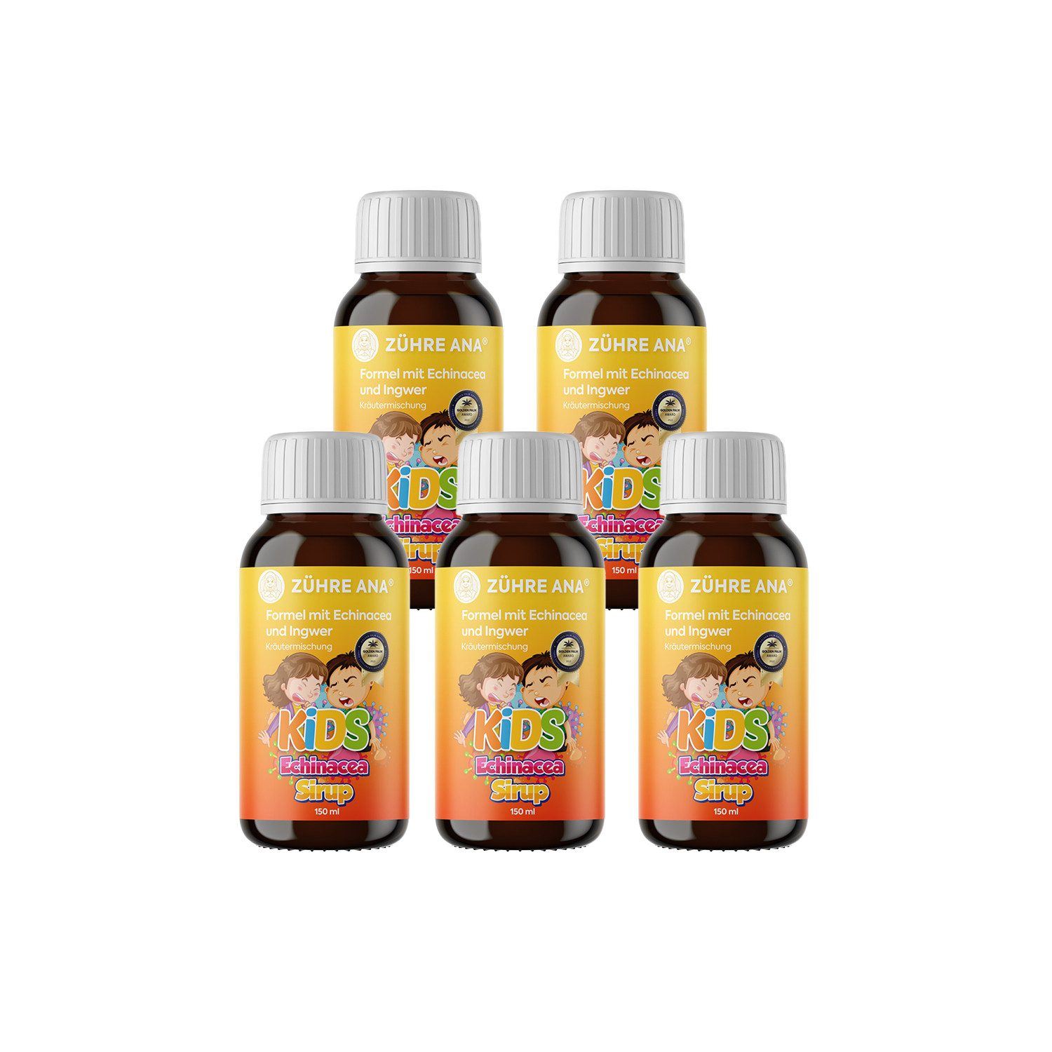 Zühre Ana® Echinacea Pflanzensirup–Mit Ingwer, Thymian, Nelke, Mildes Bananenarom Sirup, 750 ml, Natürliche Kräutermischung gegen Husten.