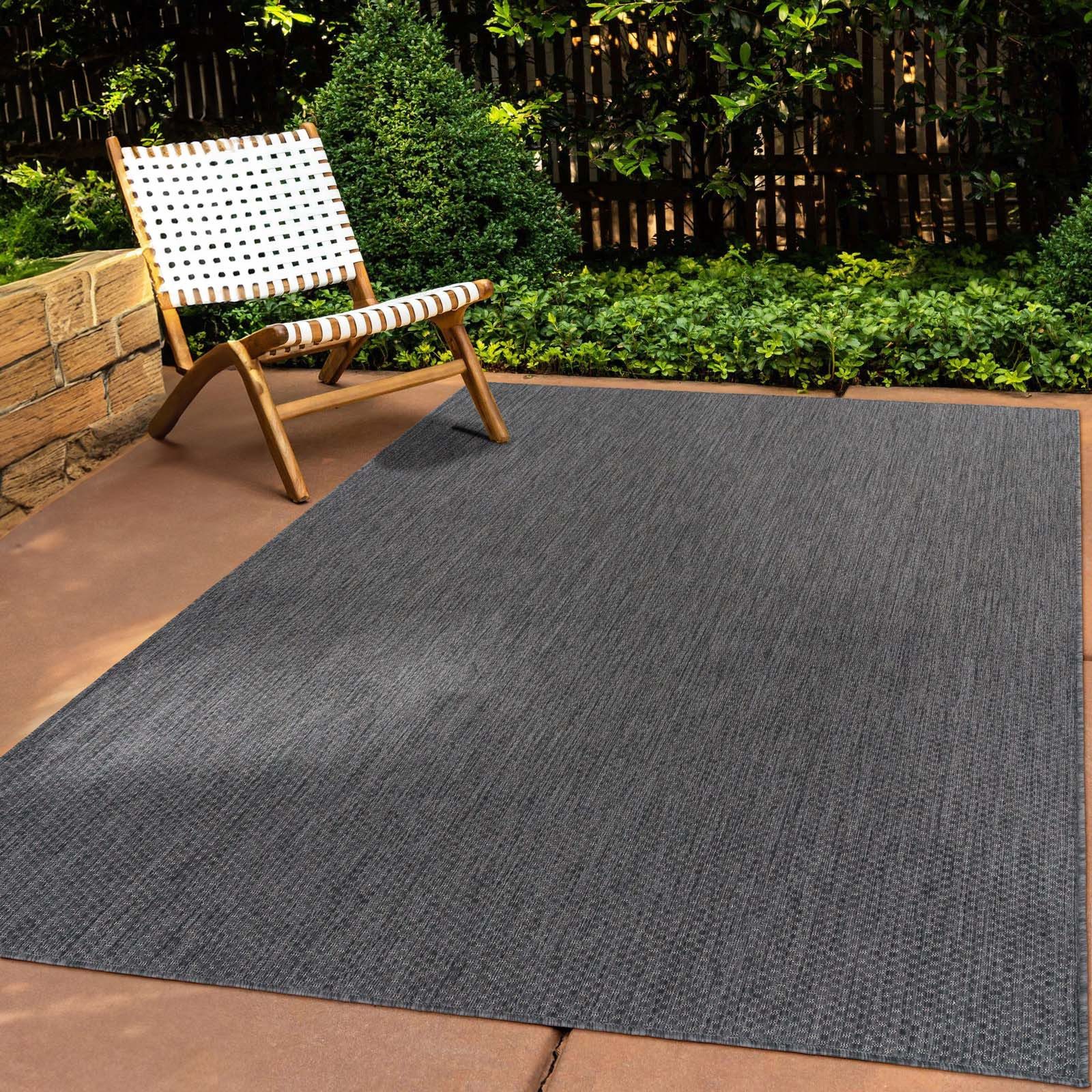 Teppich Tara Carpet Columbia Meliert In & Outdoor auch für die Küche, TaraCarpet, rechteckig, Höhe: 5 mm, Balkon Terrasse Wintergarten anthrazit meliert Esszimmer 300x400