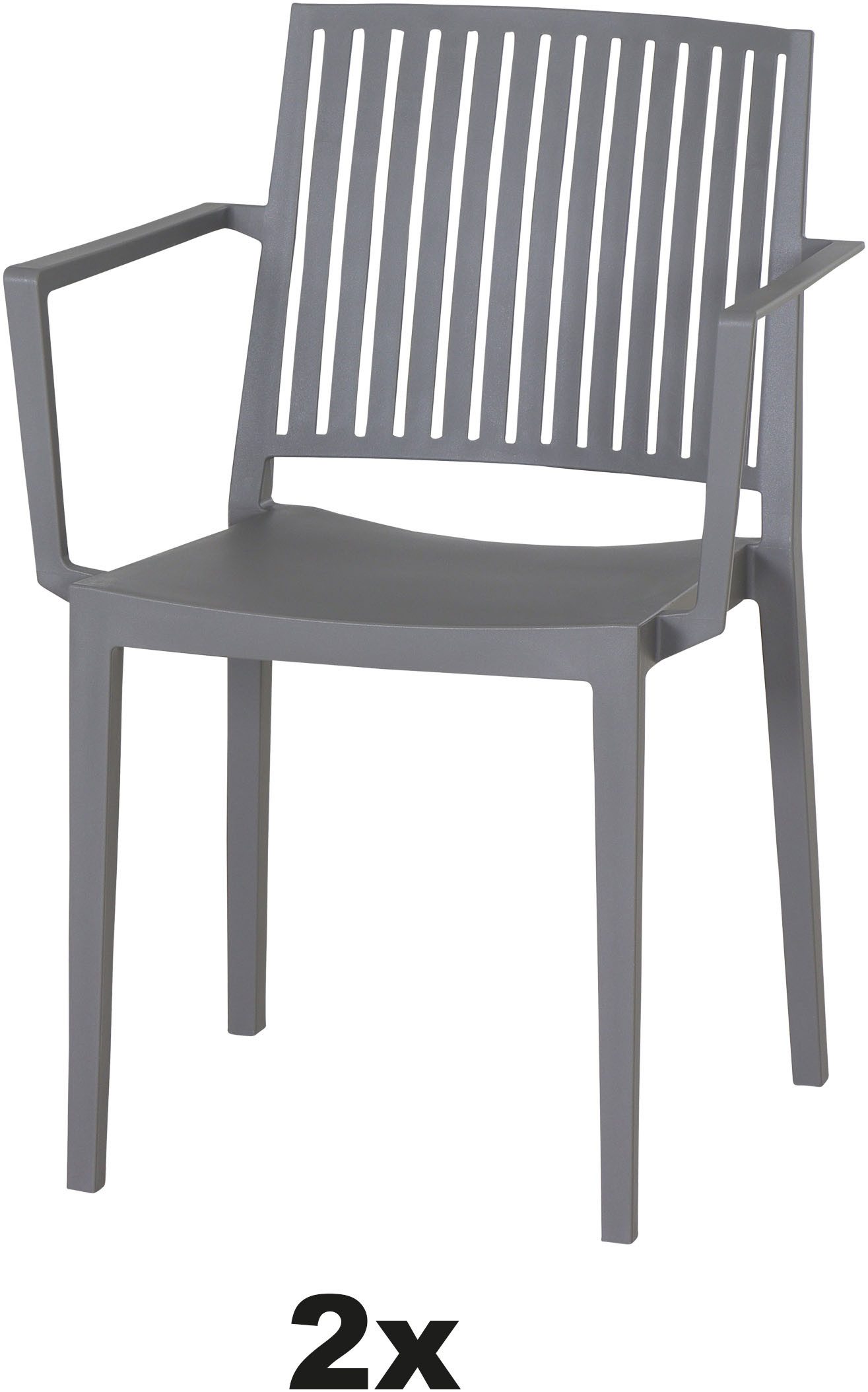 Siena Garden Gartensessel Lane 2er Set Stapelsessel grau (Set, 2-St), Gestell, Polypropylen/Glasfaser