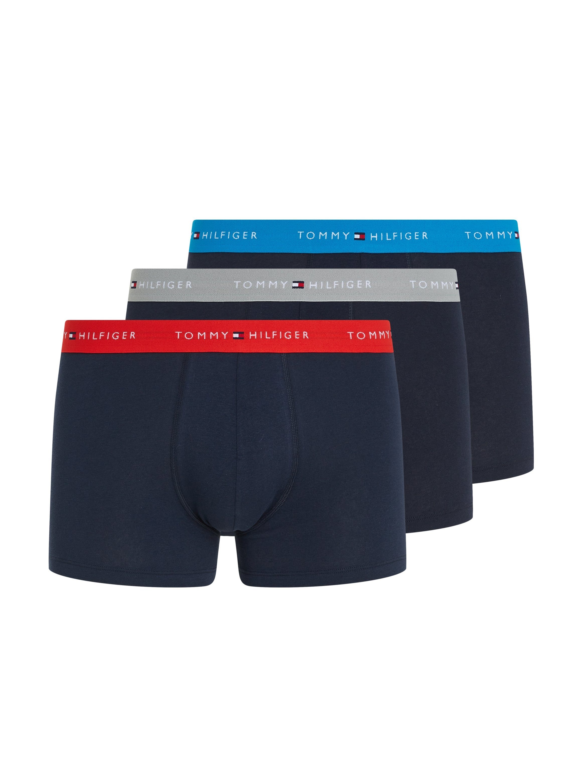 Tommy Hilfiger Underwear Trunk 3P WB TRUNK (Packung, 3-St., 3er-Pack) mit Logo-Elastikbund cerulean aqua/ant silver/fireworks | 