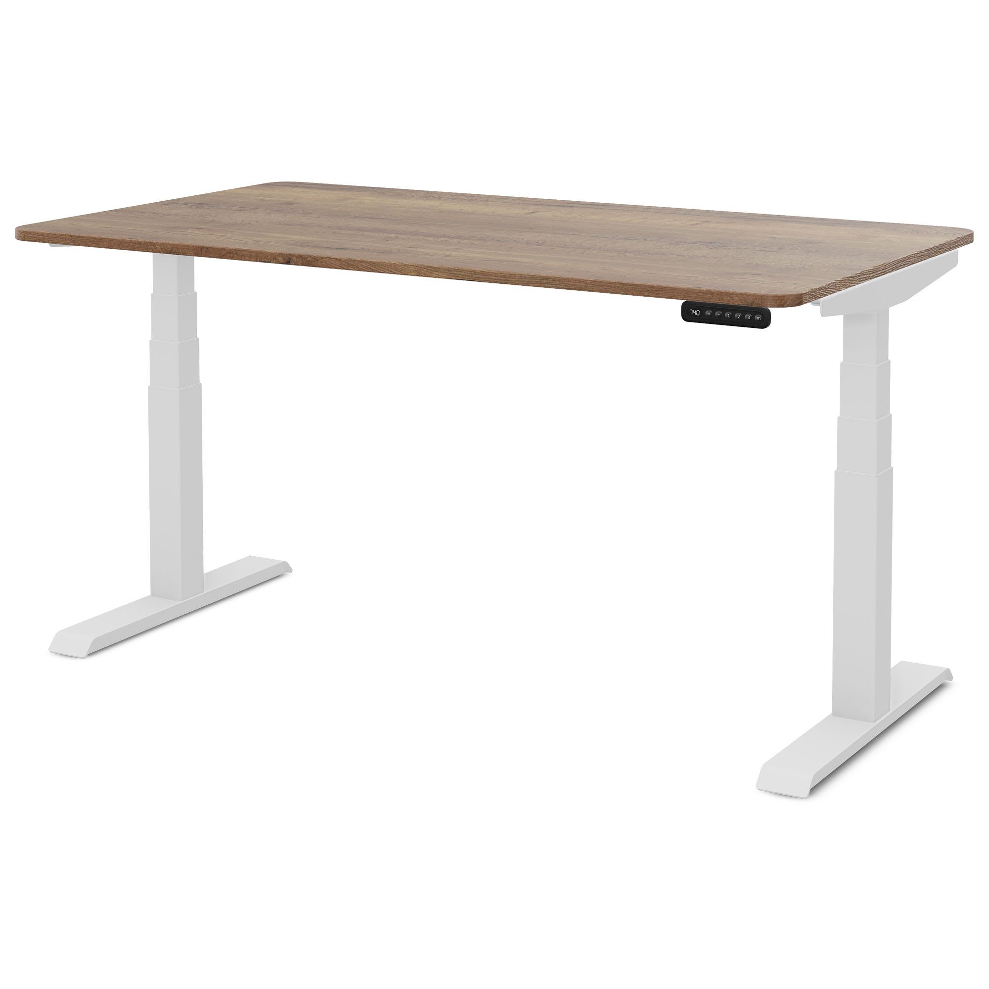 ASSMANN Büromöbel Schreibtisch PITINO Curved (120x70cm Weiß Eiche Tabak Kollisions-Schutz, Elektrisch höhenverstellbar, Familiengerecht, Verriegelungsfunktion Dreifachhub, einfache Montage, für Büro und Homeoffice), TÜV-zertifiziert, Blauer Engel, 5 Jahre Herstellergarantie