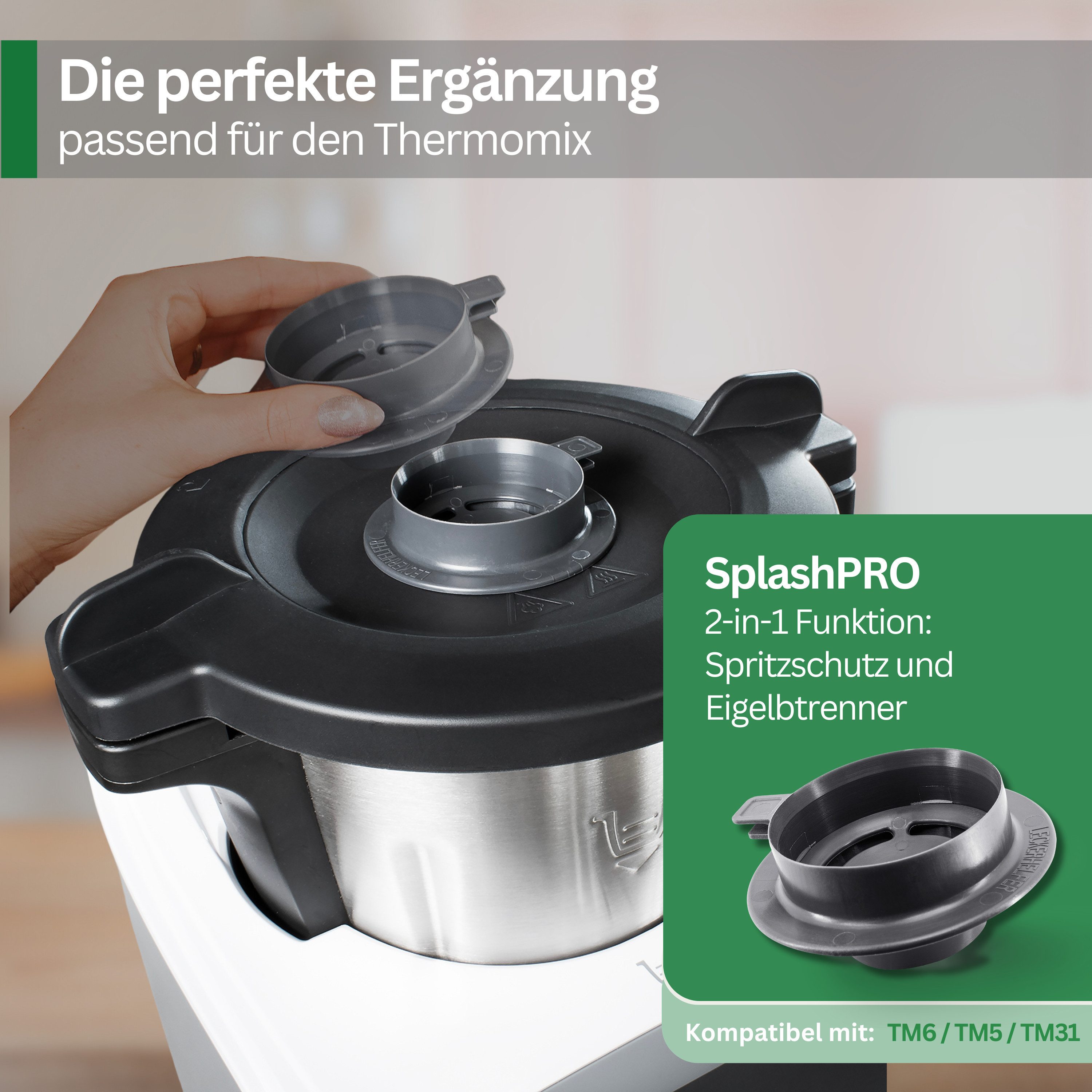 Leckerhelfer - automatisch Lecker Küchenmaschinen Zubehör-Set SplashPRO - Spritzschutz und Eigelbtrenner für den Monsieur Cuisine