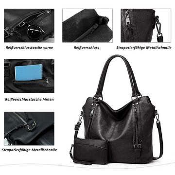 TAN.TOMI Handtasche Damen Schultertasche Groß Shopper Synthetisches-Lederhandtasche (2-tlg), Handtaschen Umhängetasche Geldbörse Damen Taschen 2-Tlg