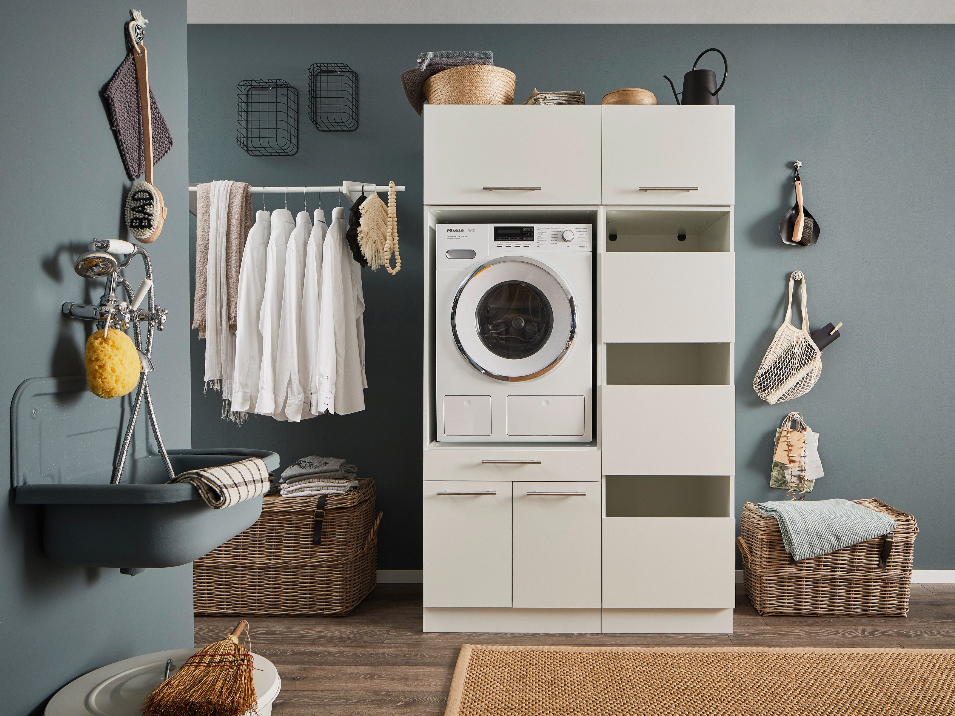 freiraum Waschmaschinenumbauschrank LAUNDREEZY in weiß - 117,5x200x67,5 (BxHxT)