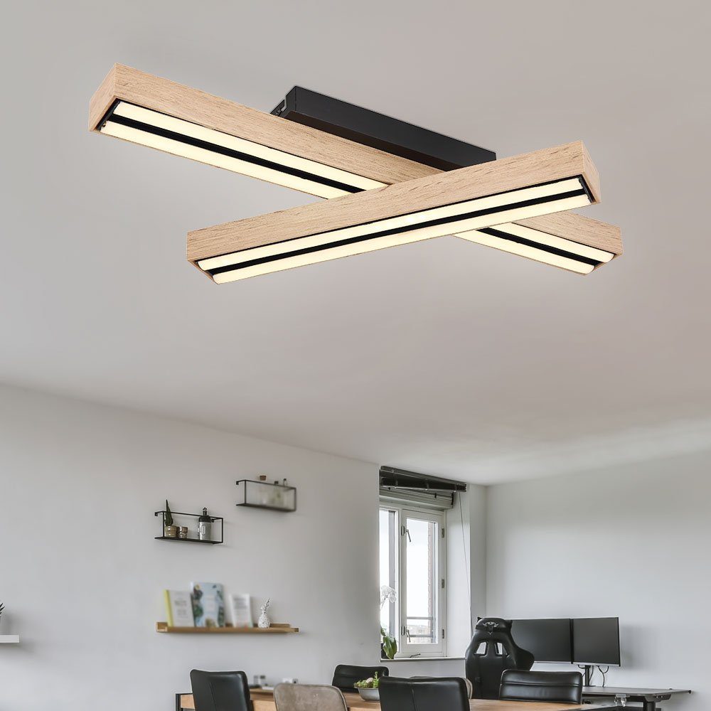 etc-shop LED Deckenleuchte, Leuchtmittel inklusive, Warmweiß, Wohnzimmerlampe Deckenleuchte Holz LED Deckenlampe