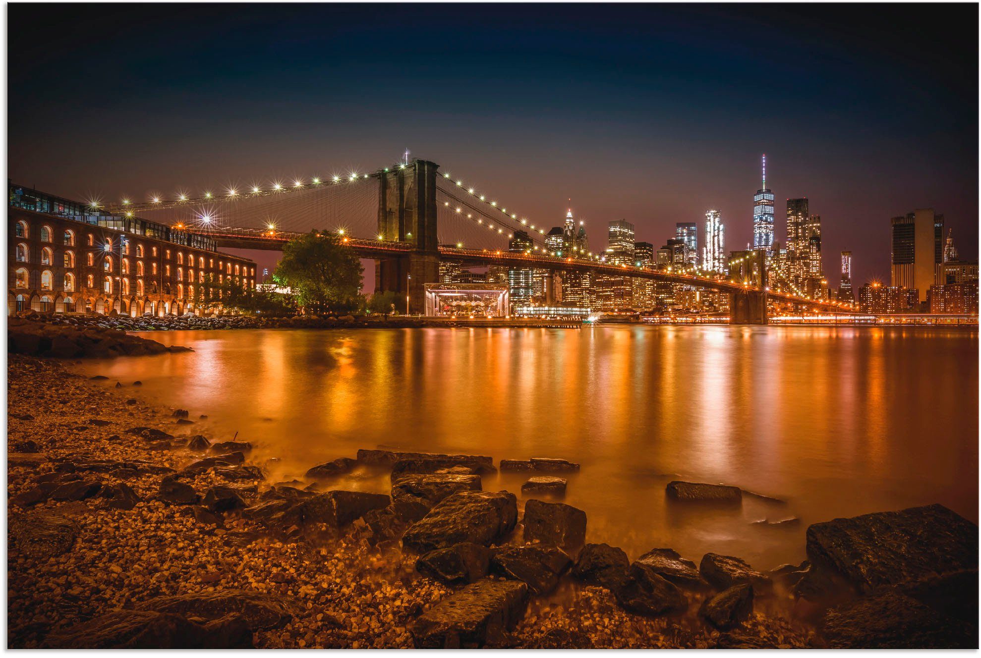 Artland Wandbild Manhattan Skyline & Brroklyn Bridge, Amerika (1 St), als Alubild, Leinwandbild, Wandaufkleber oder Poster in versch. Größen