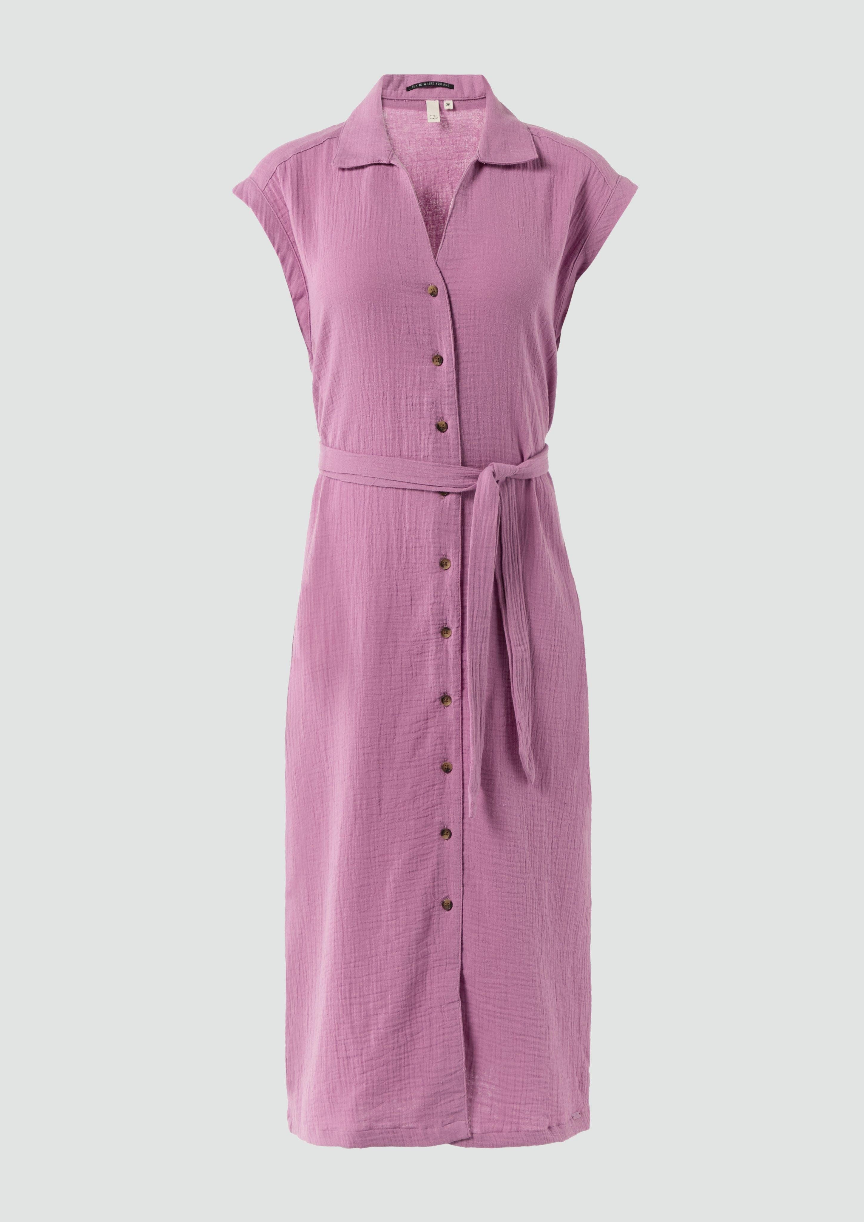 QS Minikleid Ärmelloses Hemdblusenkleid mit Bindegürtel günstig online kaufen