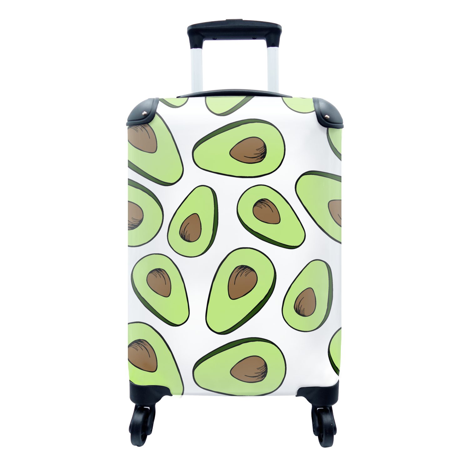 MuchoWow Handgepäckkoffer Avocado - Muster - Pastell, 4 Rollen, Reisetasche mit rollen, Handgepäck für Ferien, Trolley, Reisekoffer