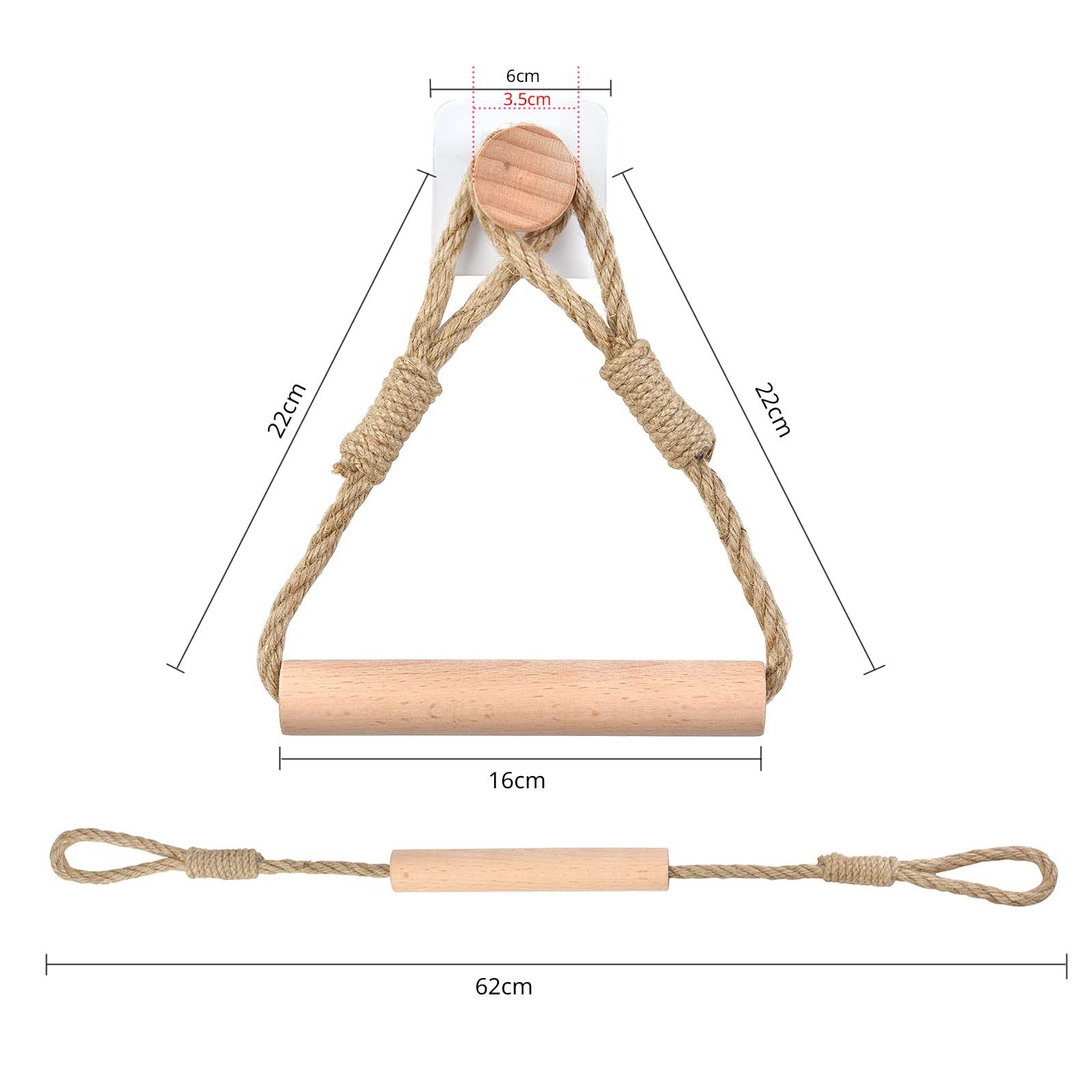 FOUORTUNATE-BEE Toilettenpapierhalter Toilettenpapierhalter Boho ohne Bohren Makramee Wandhalter Bad Deko, Toilettenpapierhalter Makramee Holz Seil ohne Bohren  – Bild 2 von 5