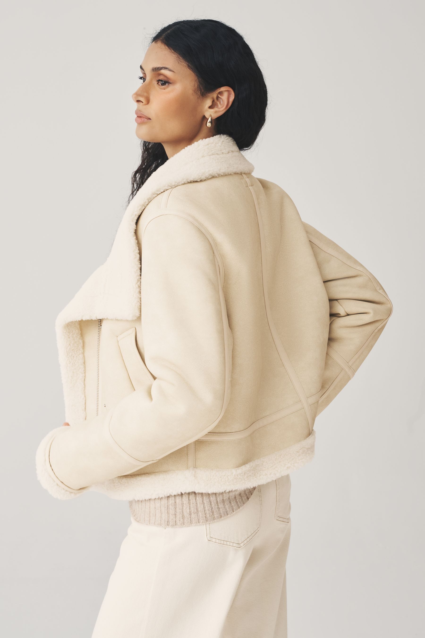 Next Bomberjacke Pilotenjacke mit Trichterkragen und Borgfutter (1-St) günstig online kaufen