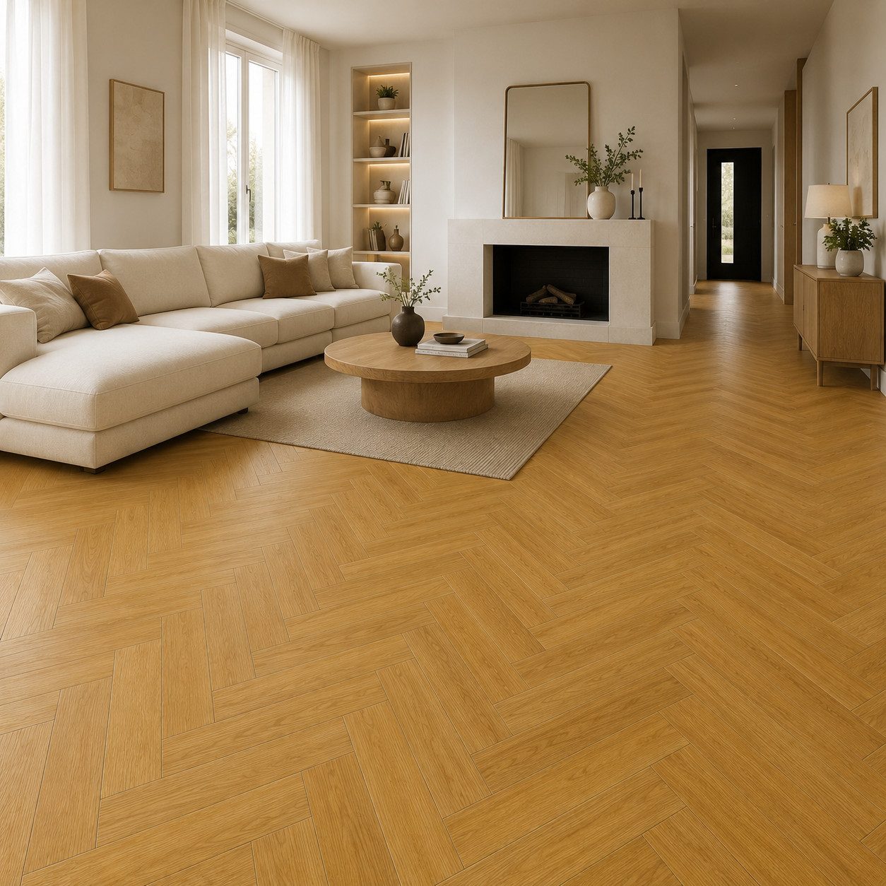 Berti Graf Designboden SPC Fischgrät Vinylboden 5,5 mm Klick, Paket mit 24 Dielen, 12 x A und 12 x B, wasserfest, pflegeleicht, kleberfrei, Fischgrät-Design, formstabil