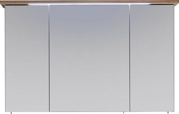 Saphir Spiegelschrank Quickset 923 Badschrank, 3 Spiegeltüren, 6 Einlegeböden, 115 cm breit inkl. LED-Beleuchtung, Türdämpfer, Schalter-/Steckdosenkombination