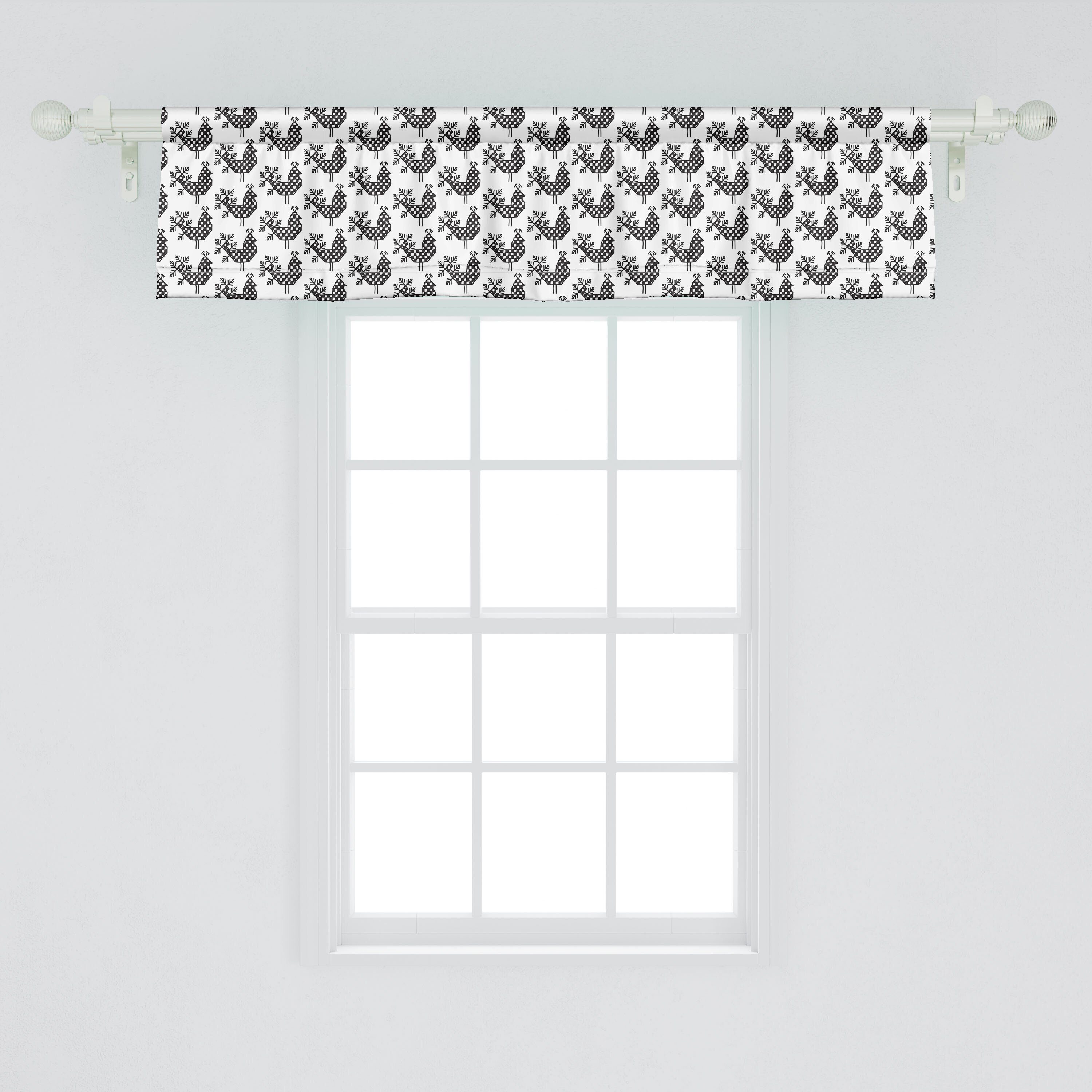 Vogel Squared Vorhang Folk Microfaser, Scheibengardine Hahn Russian Schlafzimmer für mit Küche Abakuhaus, Dekor Volant Stangentasche,