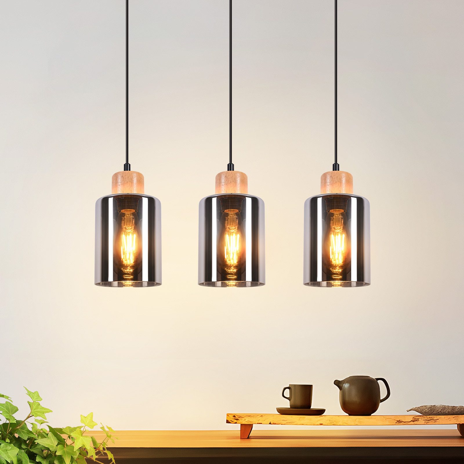 ZMH Pendelleuchte Holz Hängelampe E27 esstisch günstig online kaufen