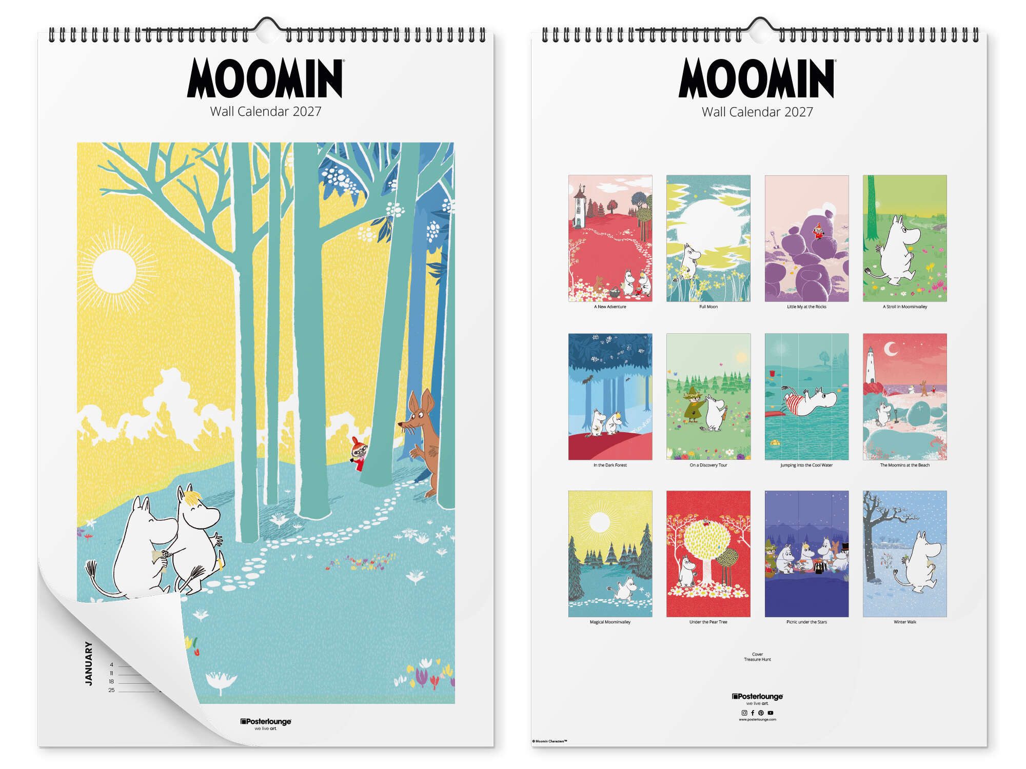 Posterlounge Kunstkalender Moomin Kalender 2027, erhältlich als Wandkalender 2026 in verschiedenen Größen
