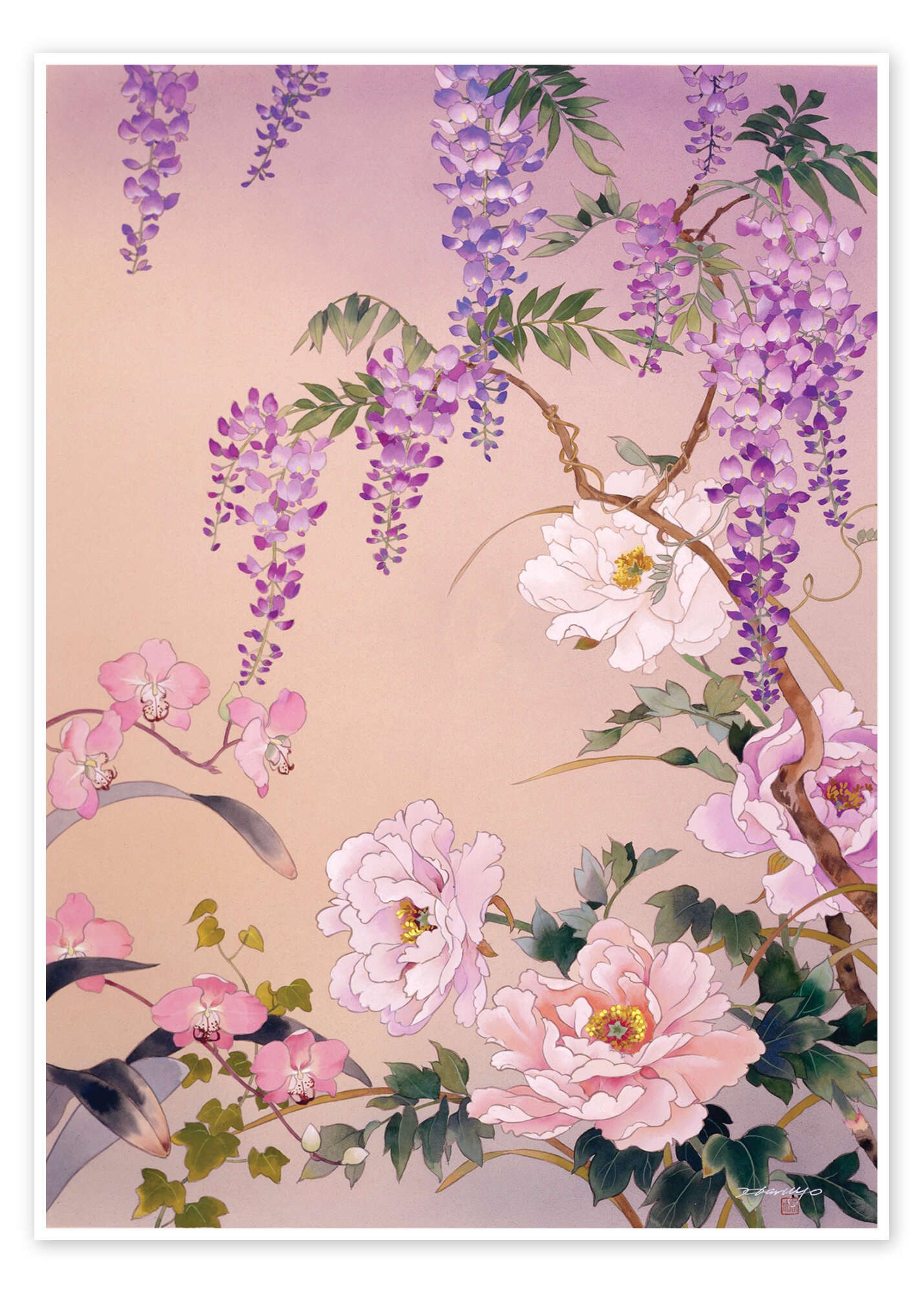 Posterlounge Wandbild Japanische Blüten, Haruyo Morita, erhältlich als Poster, Leinwandbild, Wandsticker oder Acrylglasbild