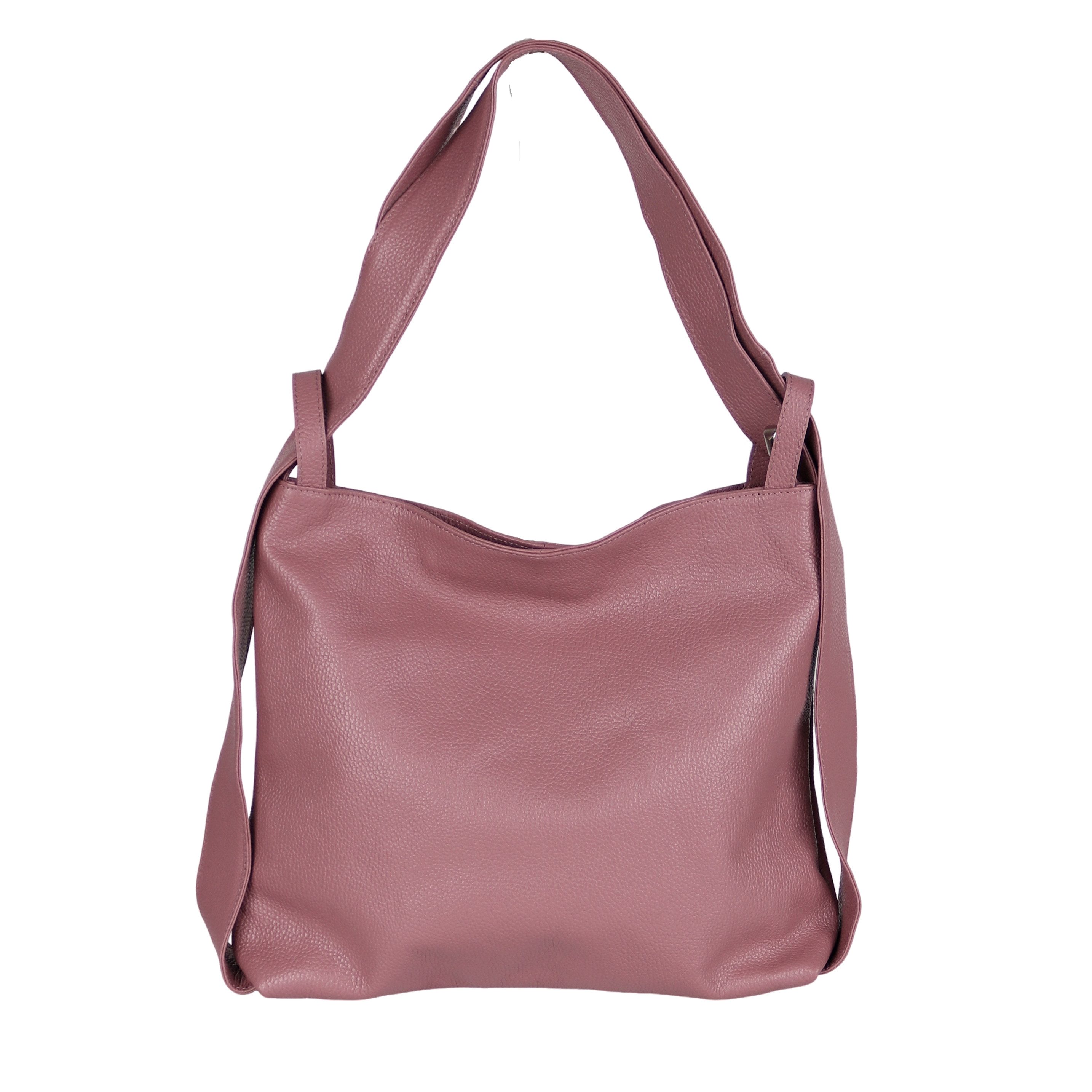 MIRROSI Beuteltasche aus Echtleder, Made in Italy, Shopper Tasche auch als Rucksack 2 in 1, Tragetasche (47x37x9cm) mit viel Stauraum