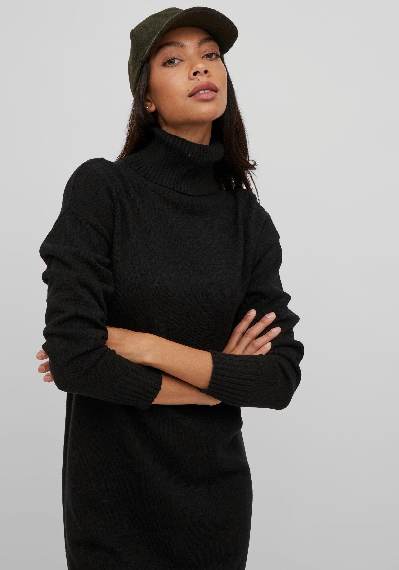 Vila Strickkleid VIRIL ROLLNECK MIDI DRESS mit hohem Rollkragen