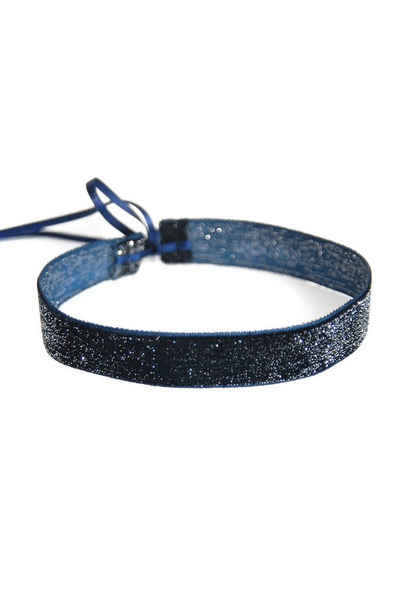 Mondin Choker STARRY VELVET NIGHT BLUE - Samt-Glitter-Halsband M037