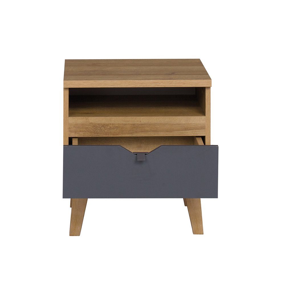 Lomadox Nachttisch MARIBOR-132, mit offenem Fach und Schubkasten in Eiche m günstig online kaufen