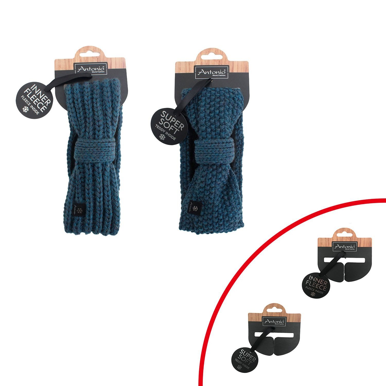 Antonio Strickmütze Antonio Damen Strickstirnband mit Fleece petrol (1-St) günstig online kaufen