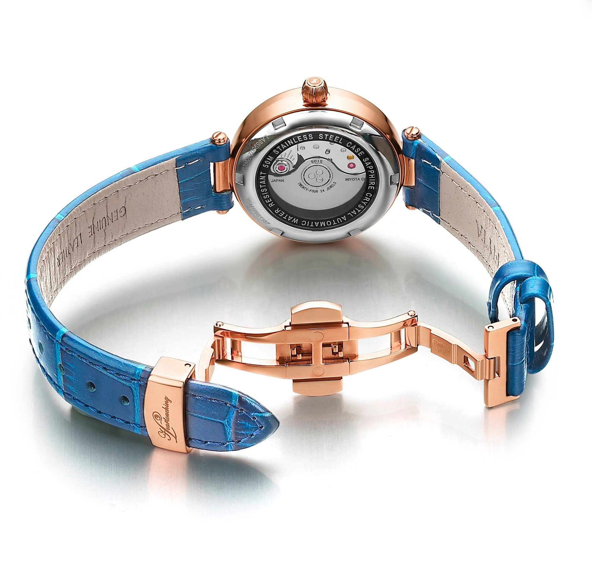 Damen Uhren FIYTA Luxusuhr LA869002.PWLD blau mit Datum und Zirkonia, Heartouching