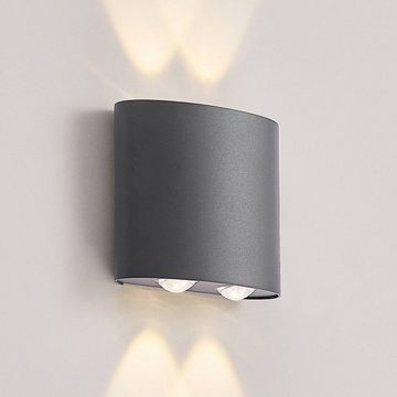 Lindby LED Außen-Wandleuchte Gatlin, LED-Leuchtmittel fest verbaut, warmweiß, Modern, Aluminium, Kunststoff, dunkelgrau (RAL 7016), 4 flammig, inkl.