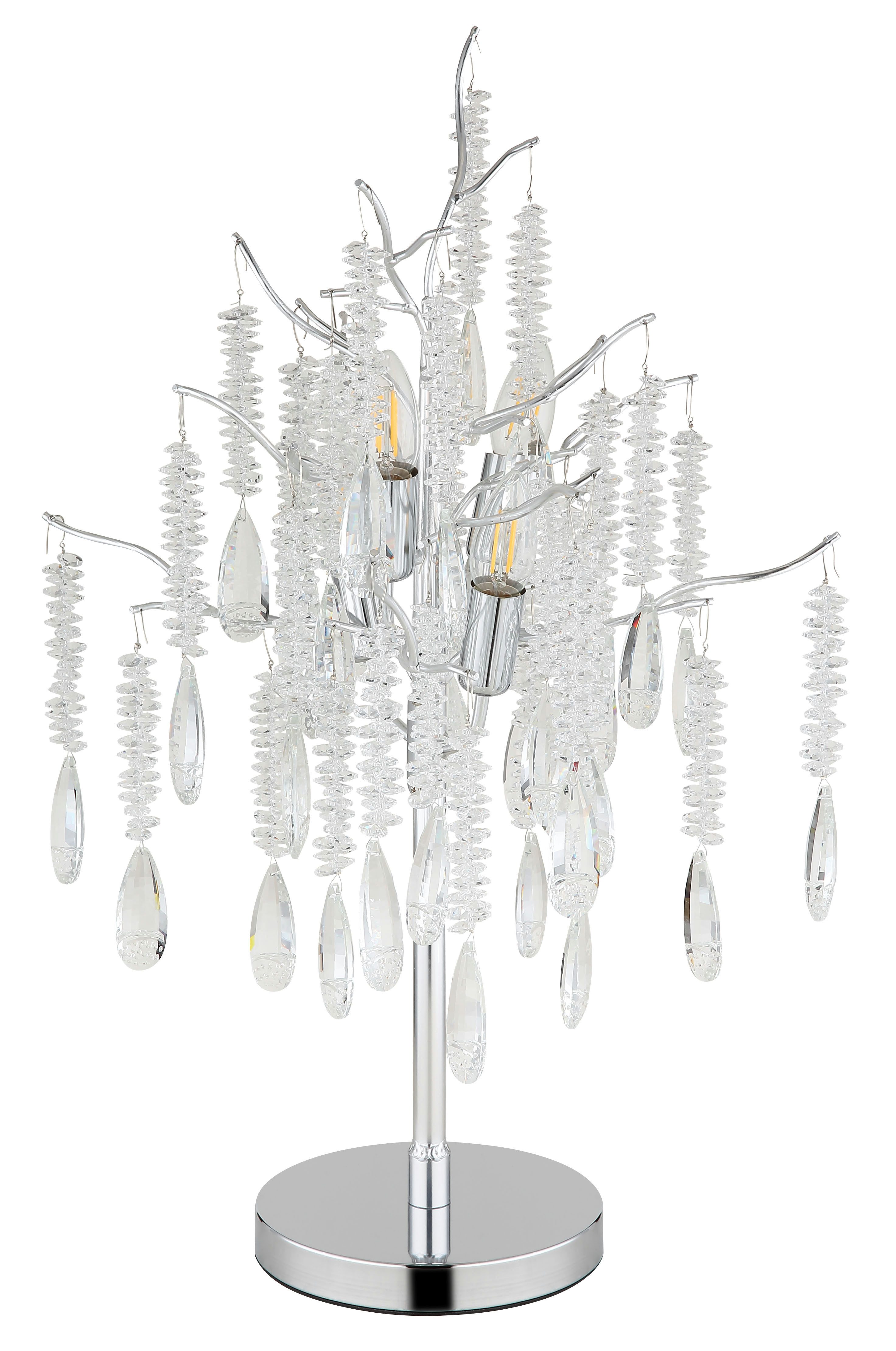 GLOBO LIGHTING Tischleuchte KINGA, ohne Leuchtmittel, Design Tischlampe mit funkelndem Kristallglas