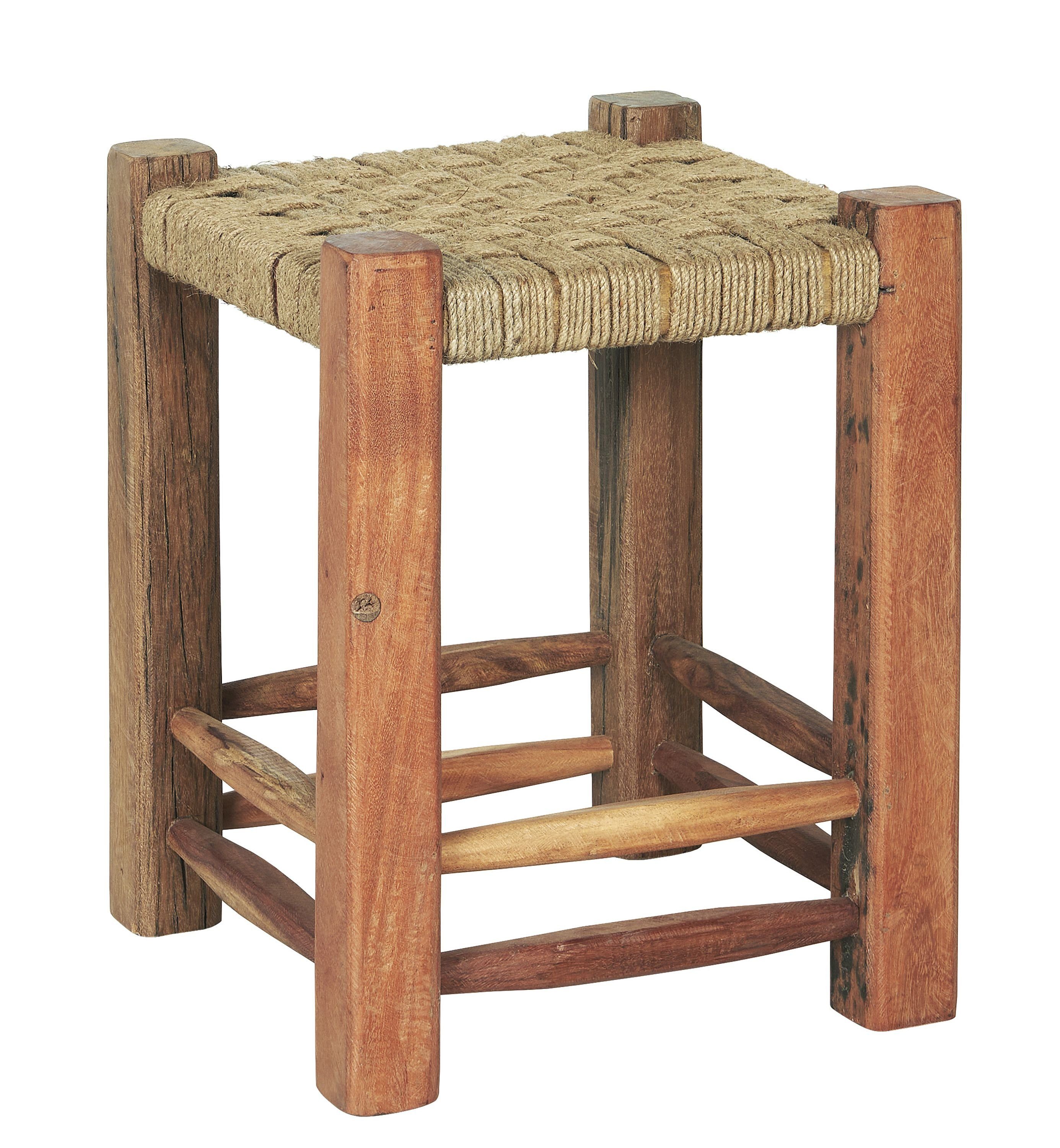 Ib Laursen Hocker Ib Laursen - Hocker Holz Jute Geflochten H46cm Holzhocker Schemel