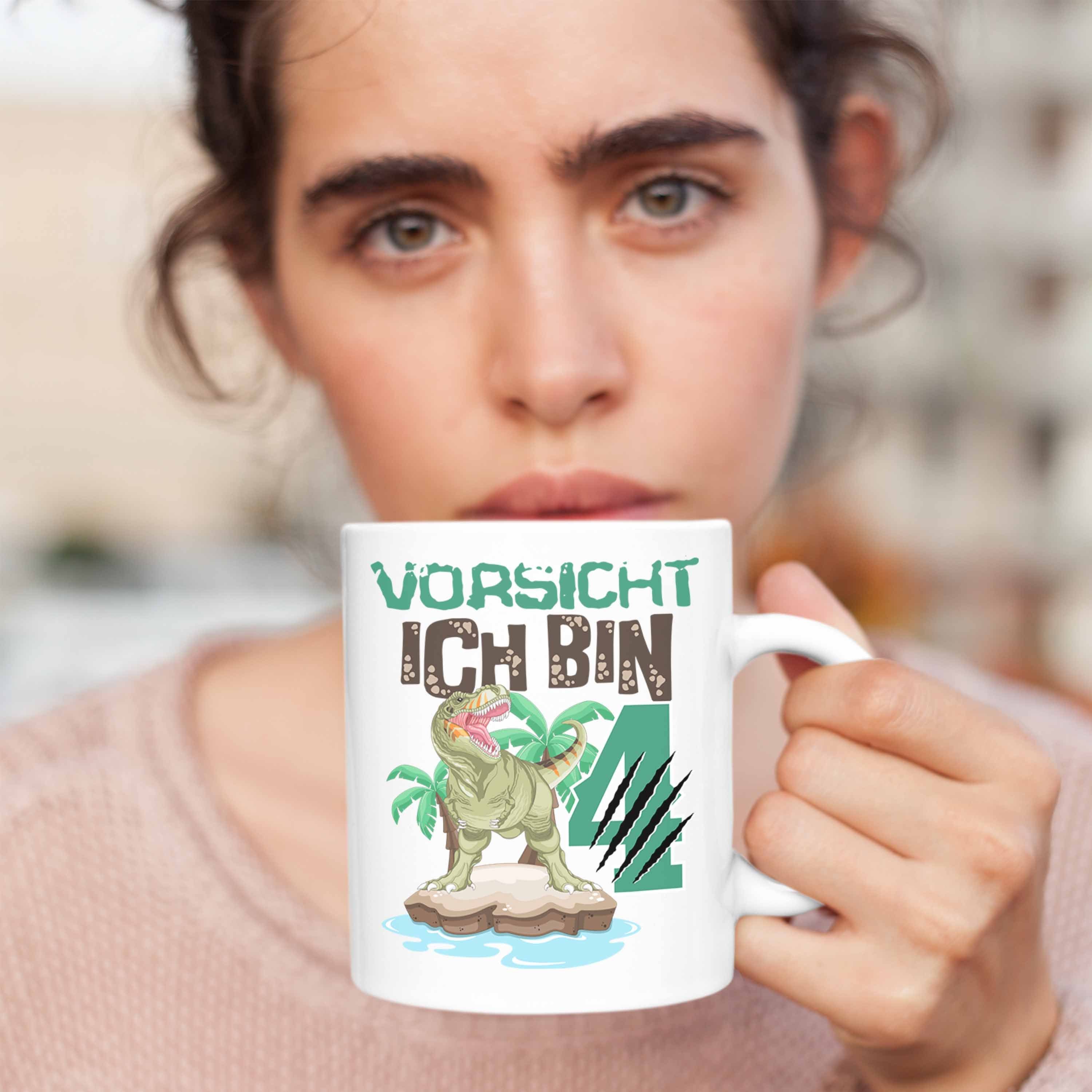 4er Dinosaur 4 Tasse Geschenkidee Ich Geschenk Jungs Bin Weiss Trendation Geburtstag Vorsicht