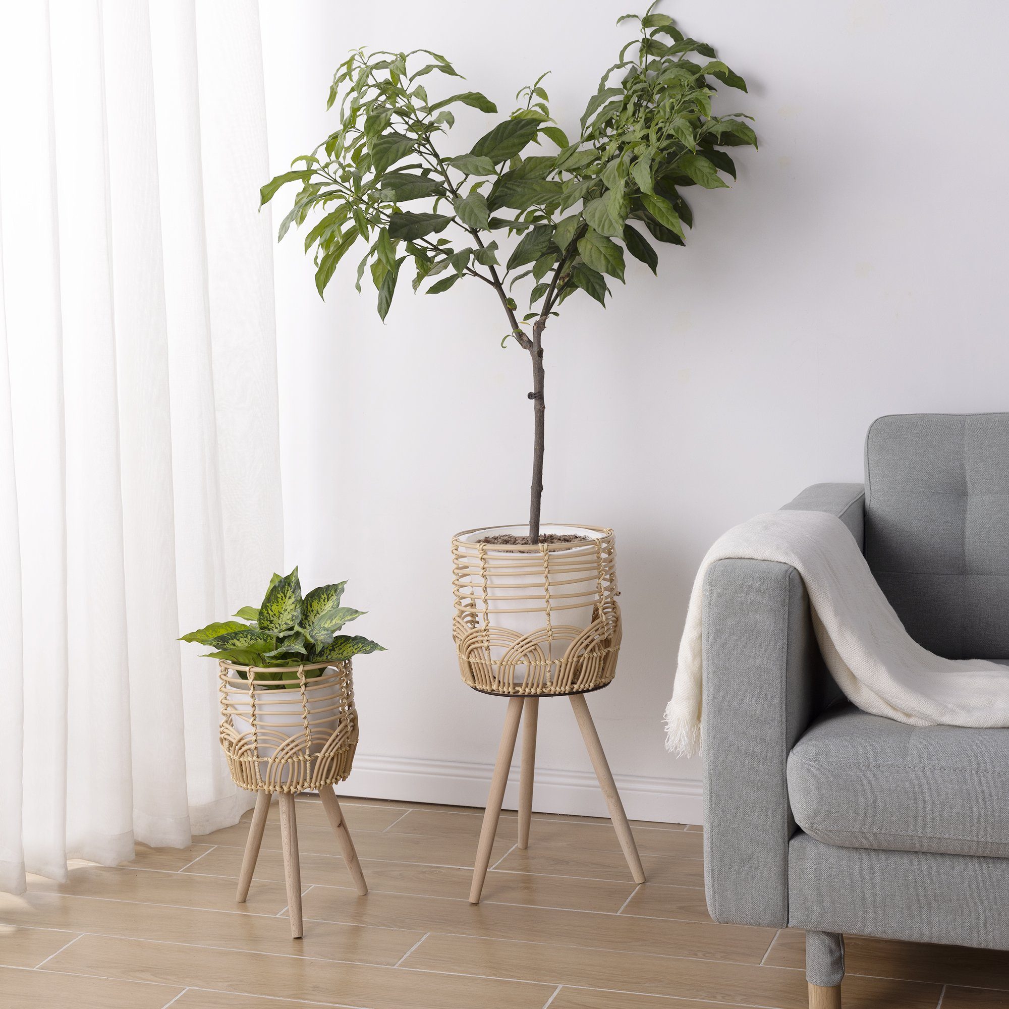Navaris Übertopf 2x Blumentopf mit Ständer günstig online kaufen