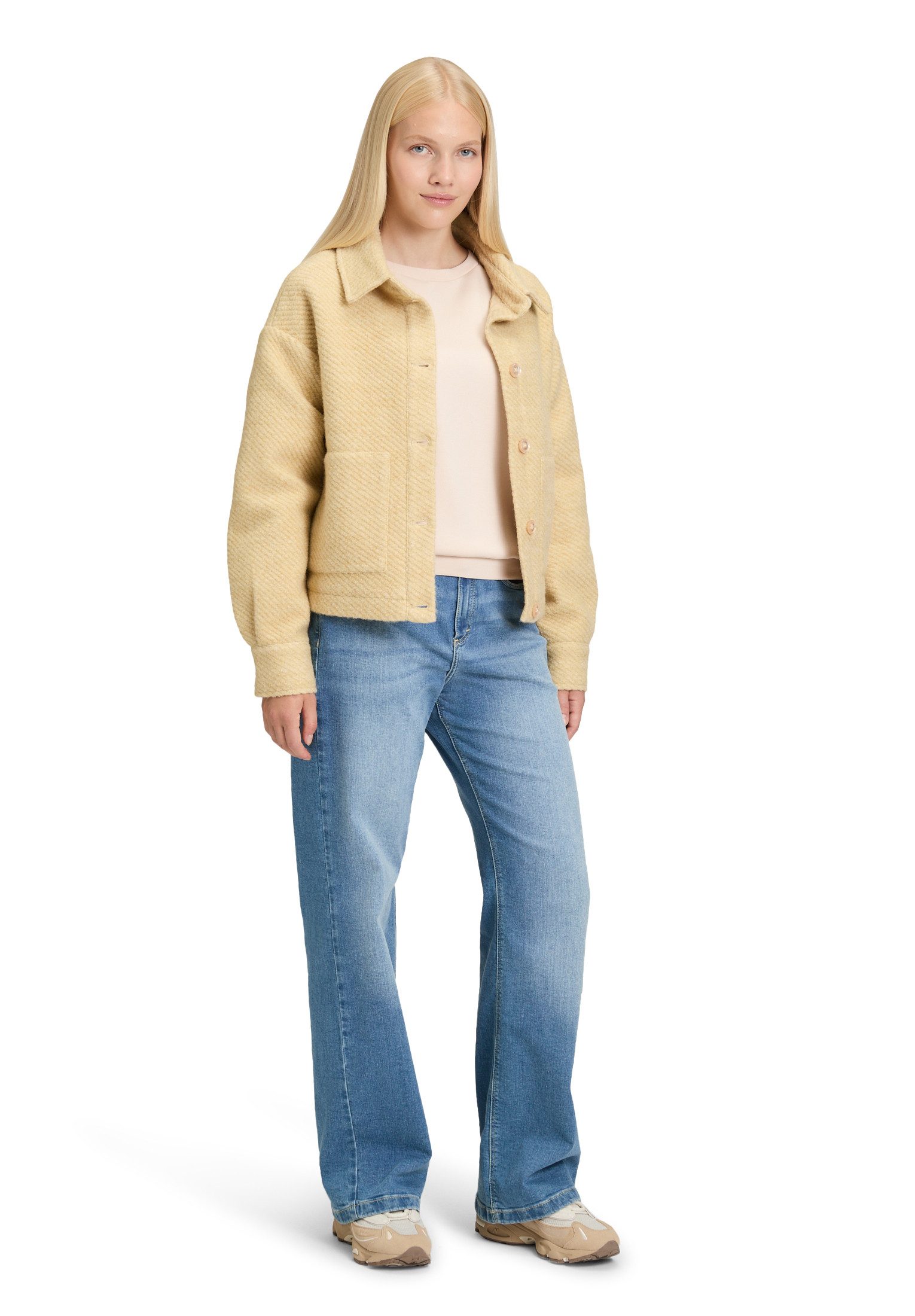 Cartoon Canvasjacke Damen mit aufgesetzten Taschen