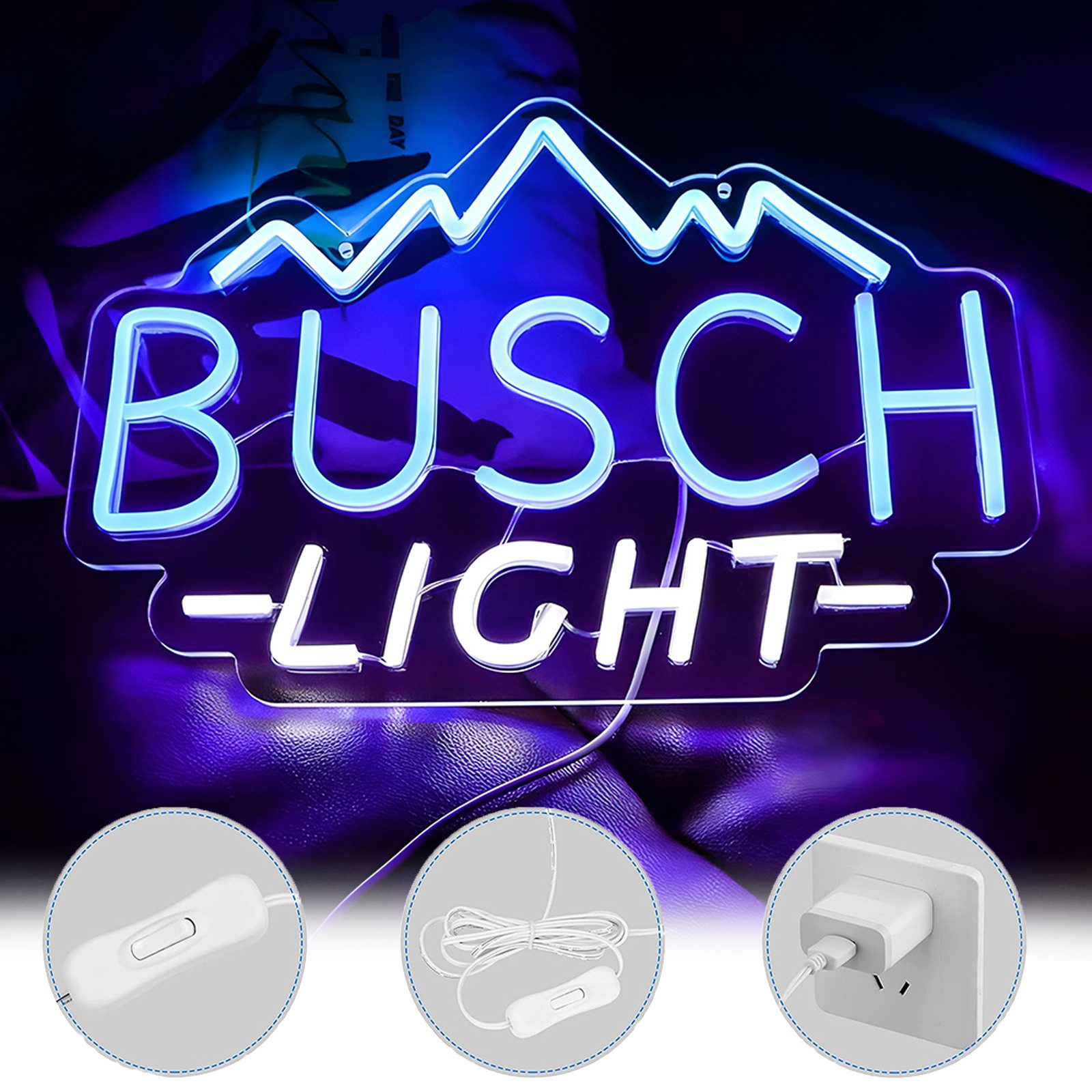 Dekolicht BUSCH LIGHT Neonschild mit Ein-/Ausschalter Neon Nachtlicht Gaming
