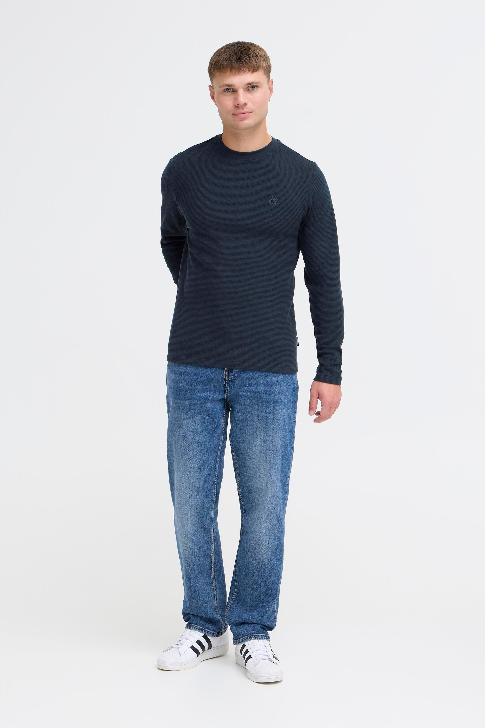 Blend Langarmshirt BHForta (1-tlg) Basic Longsleeve mit Rippkragen