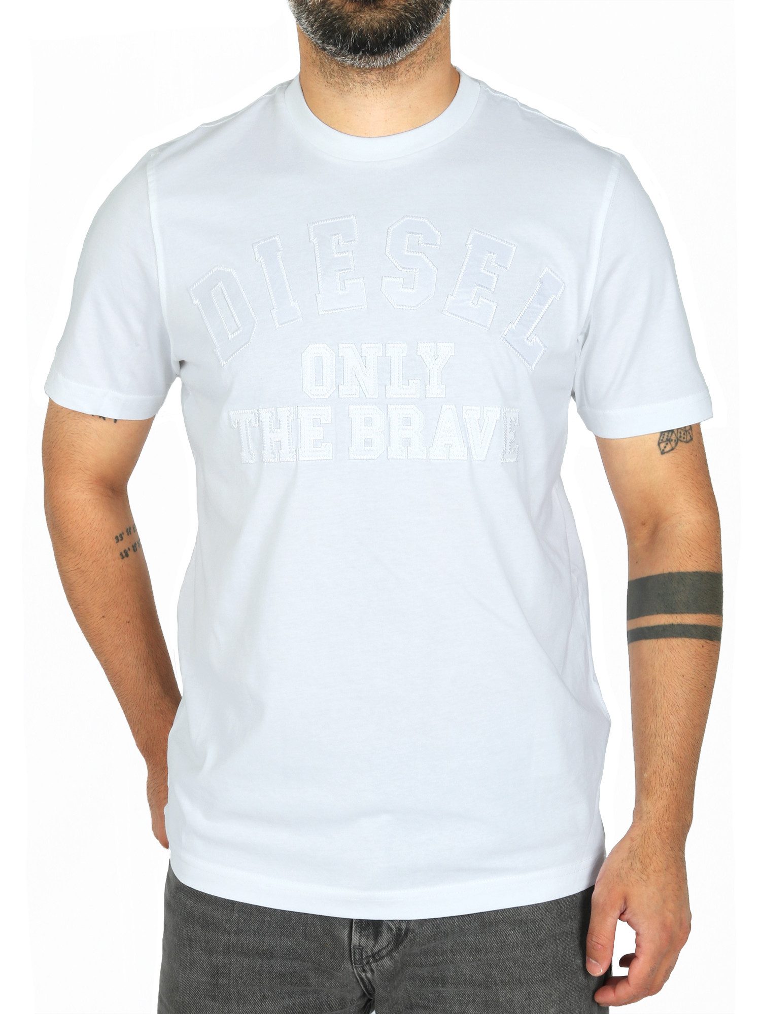 Diesel Rundhalsshirt aufgenähte Logo-Applikation - T-JUST 250216 günstig online kaufen