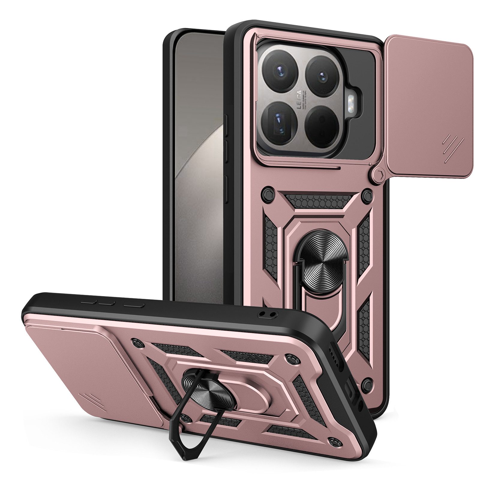 betterfon Handyhülle Panzerhülle für Xiaomi 15T Handyhülle Kameraschutz und Ringhalter, Outdoorhülle mit Smartstand Kameraschutz und Silikonkern